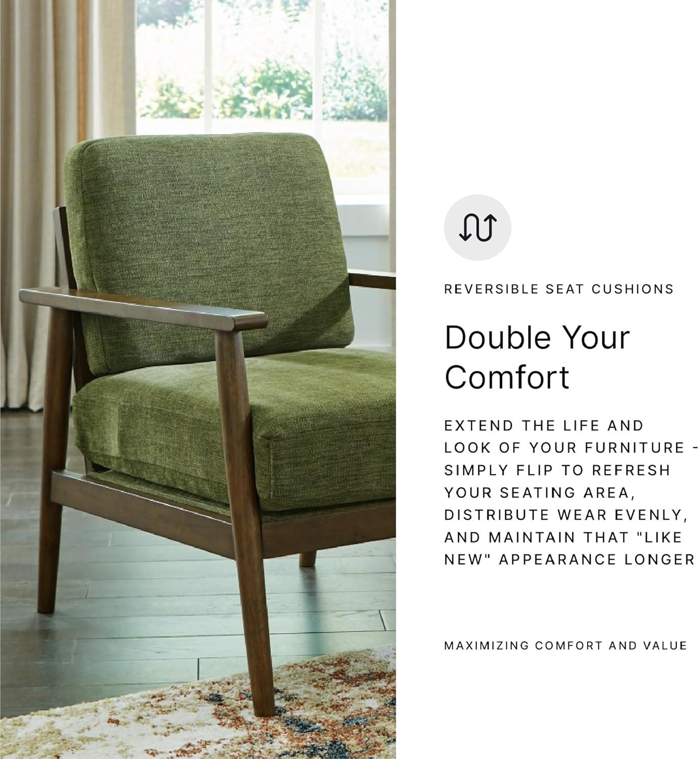 imageSignature Design by Ashley Bixler Classic Accent Chair with Removable Cushions and Tapered Legs BlueGreen