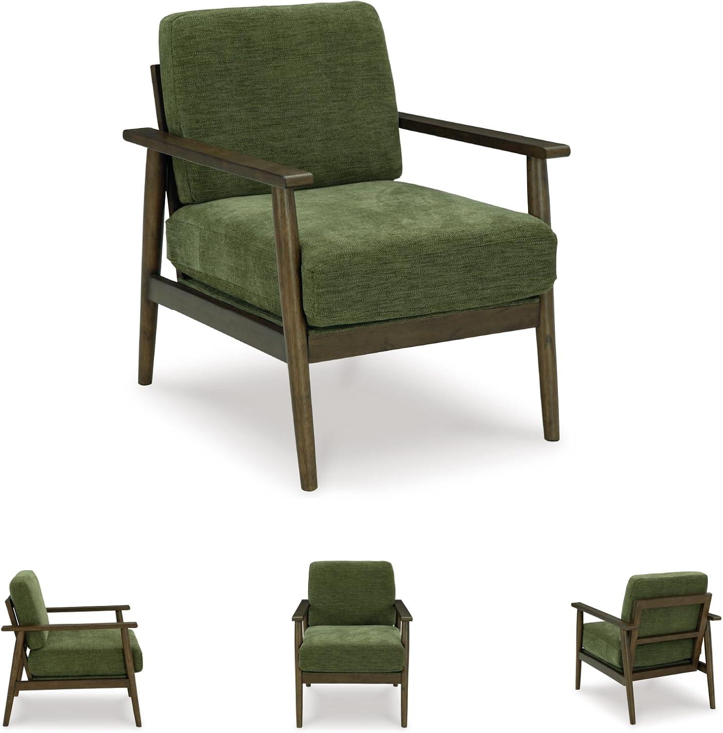 imageSignature Design by Ashley Bixler Classic Accent Chair with Removable Cushions and Tapered Legs BlueGreen
