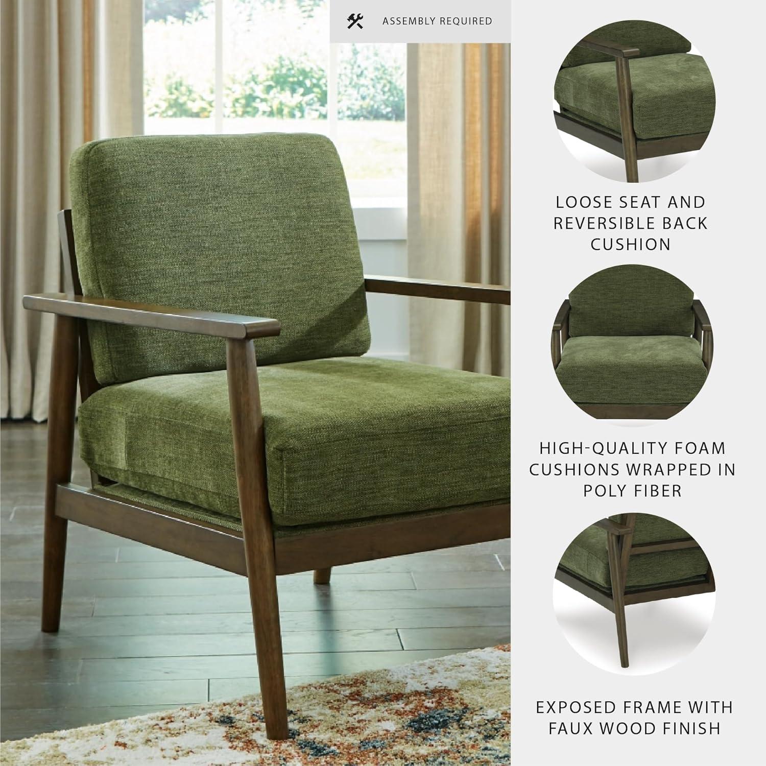 imageSignature Design by Ashley Bixler Classic Accent Chair with Removable Cushions and Tapered Legs BlueGreen