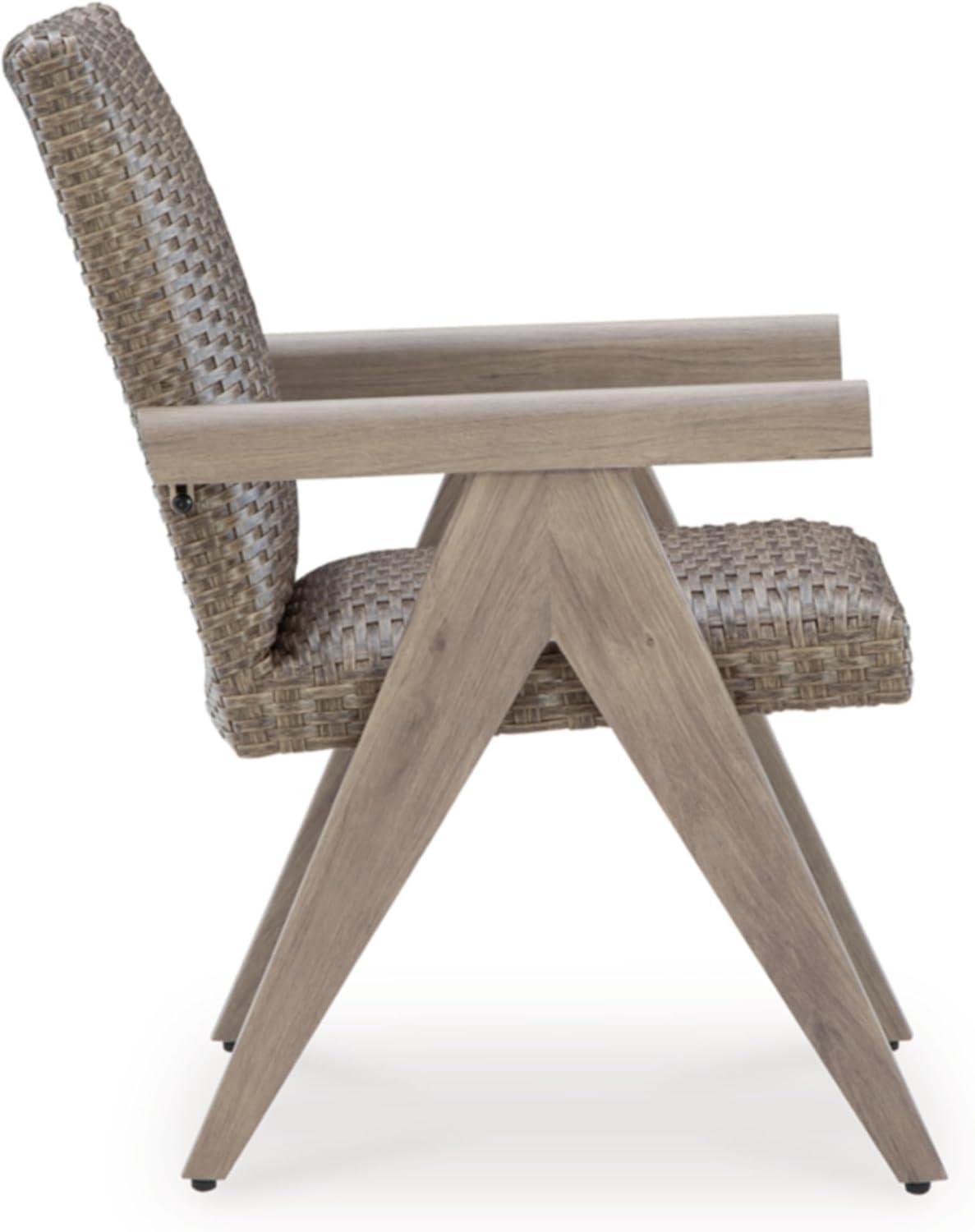 imageSignature Design by Ashley Carisbo Casual Rust Resistant Aluminum Outdoor Arm Chair with Handwoven Resin Wicker Set of 2 BeigeArm Chair Set