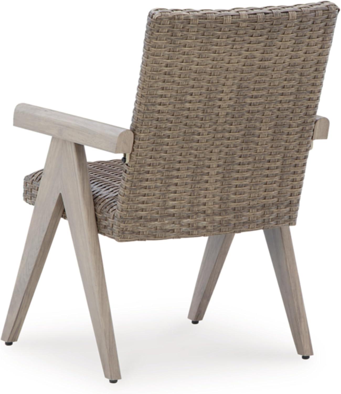 imageSignature Design by Ashley Carisbo Casual Rust Resistant Aluminum Outdoor Arm Chair with Handwoven Resin Wicker Set of 2 BeigeArm Chair Set