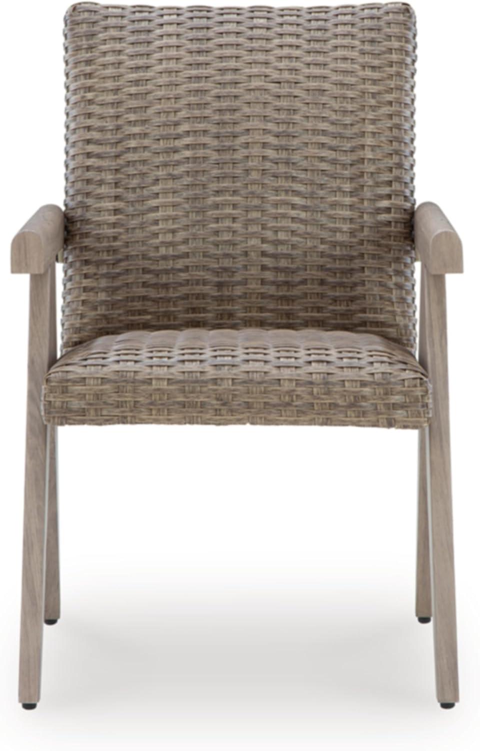 imageSignature Design by Ashley Carisbo Casual Rust Resistant Aluminum Outdoor Arm Chair with Handwoven Resin Wicker Set of 2 BeigeArm Chair Set