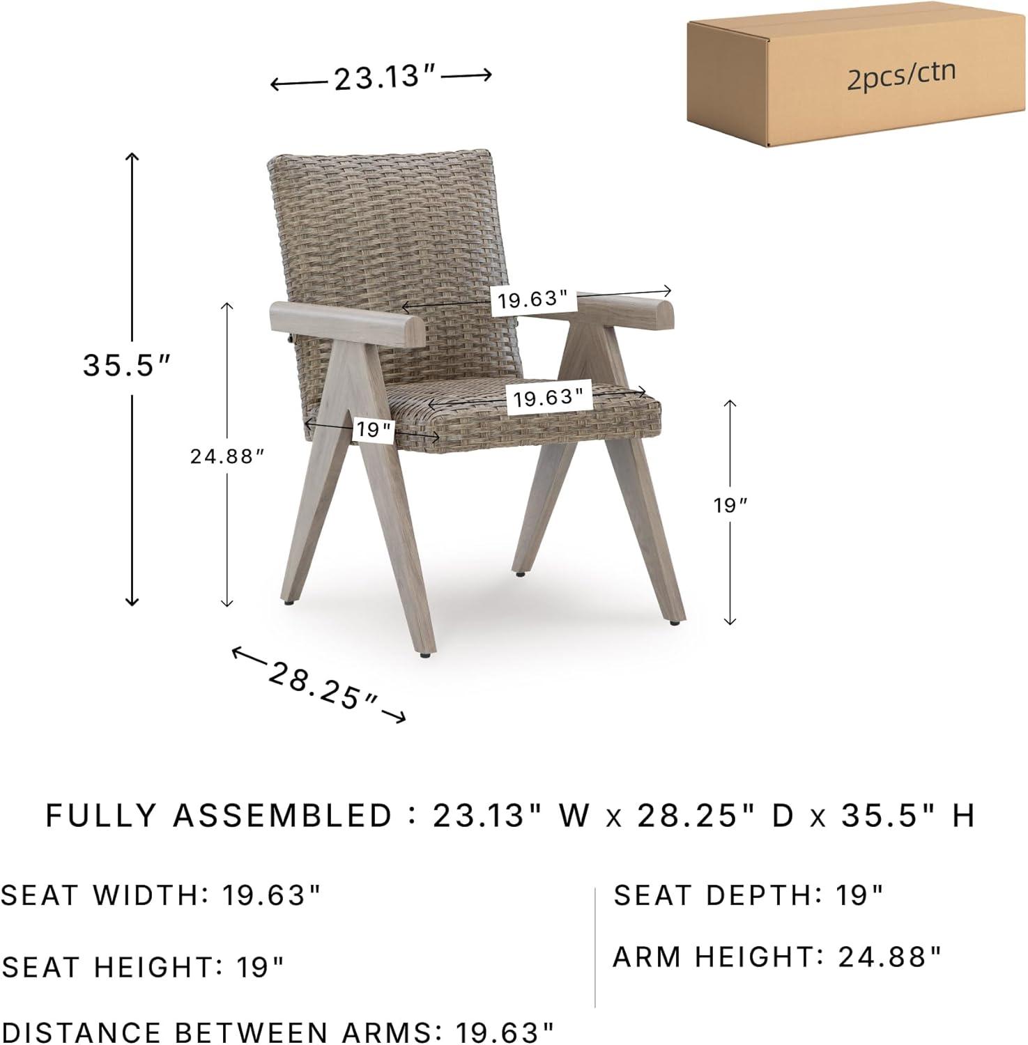 imageSignature Design by Ashley Carisbo Casual Rust Resistant Aluminum Outdoor Arm Chair with Handwoven Resin Wicker Set of 2 BeigeArm Chair Set