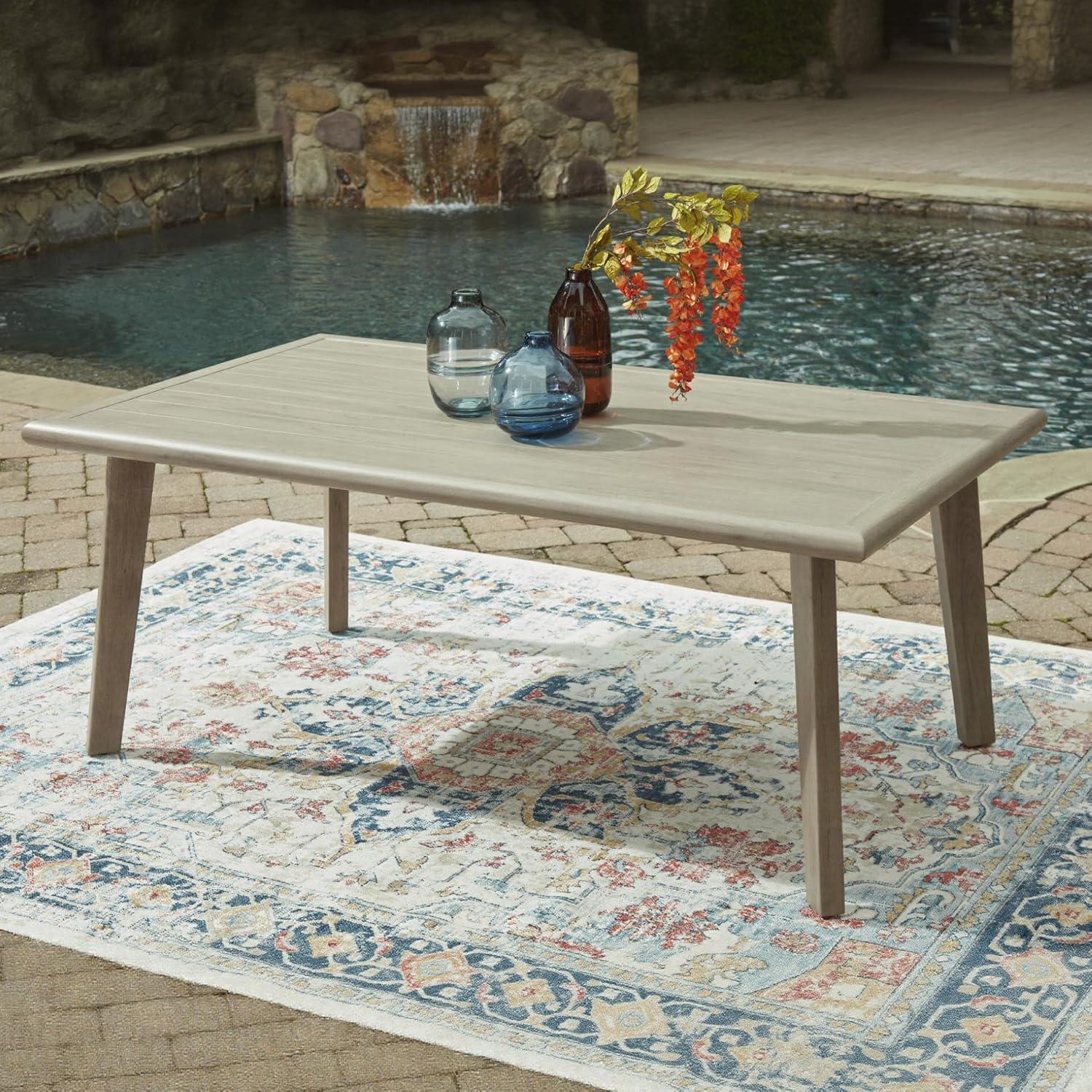 imageSignature Design by Ashley Carisbo Casual Rust Resistant Aluminum Outdoor Arm Chair with Handwoven Resin Wicker Set of 2 BeigeDining Table