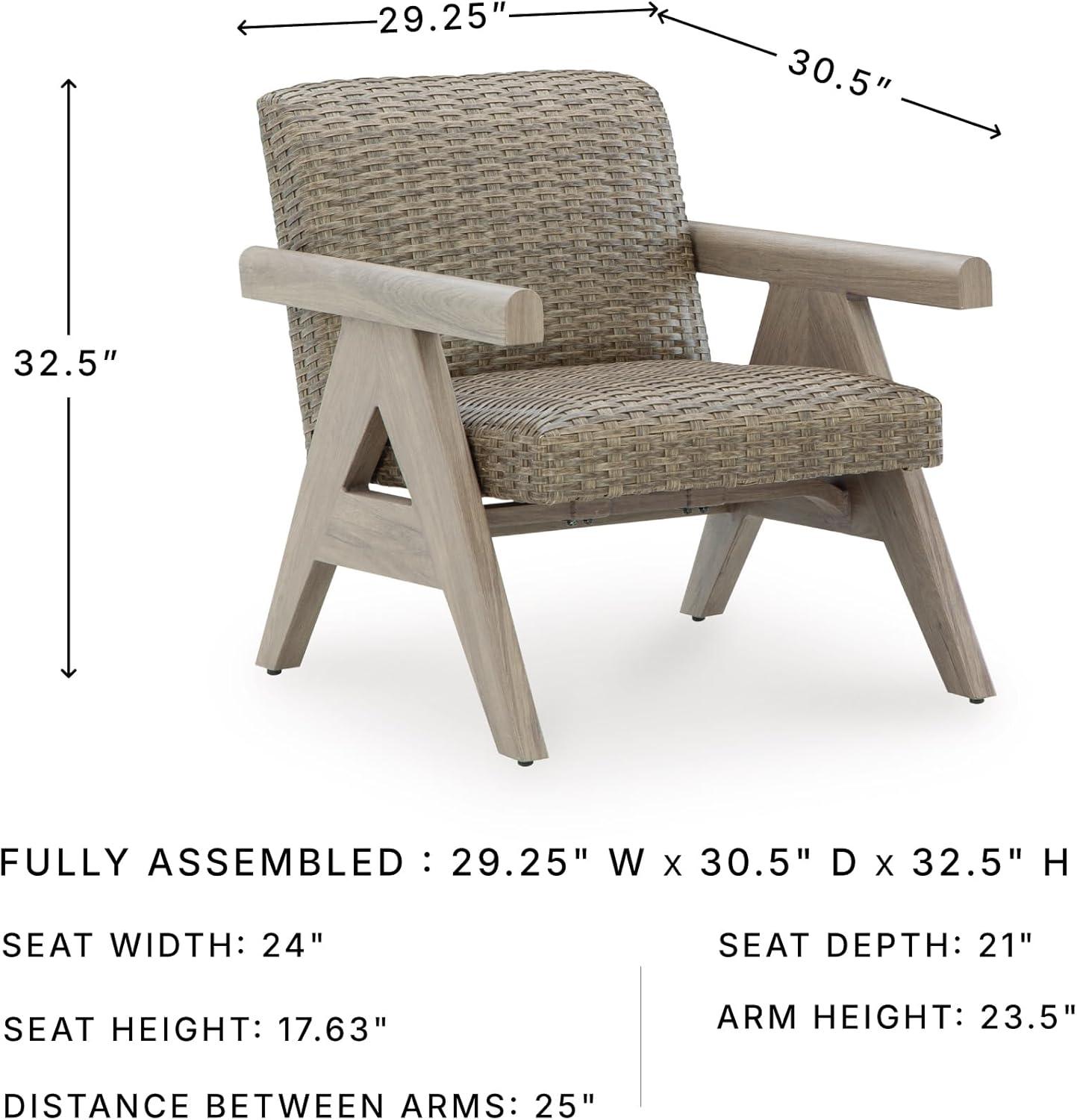 imageSignature Design by Ashley Carisbo Casual Rust Resistant Aluminum Outdoor Arm Chair with Handwoven Resin Wicker Set of 2 BeigeLounge Chair
