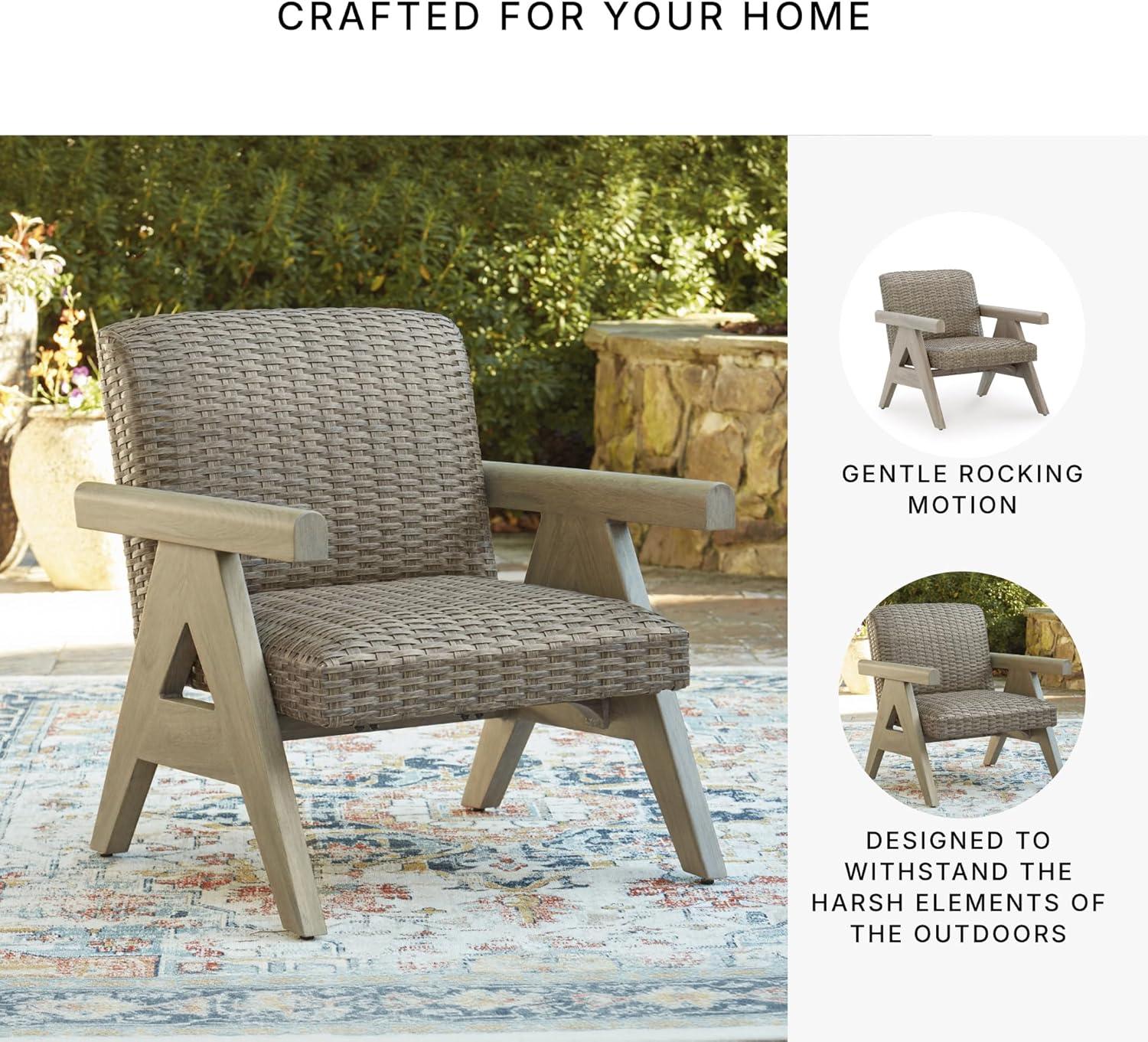 imageSignature Design by Ashley Carisbo Casual Rust Resistant Aluminum Outdoor Arm Chair with Handwoven Resin Wicker Set of 2 BeigeLounge Chair
