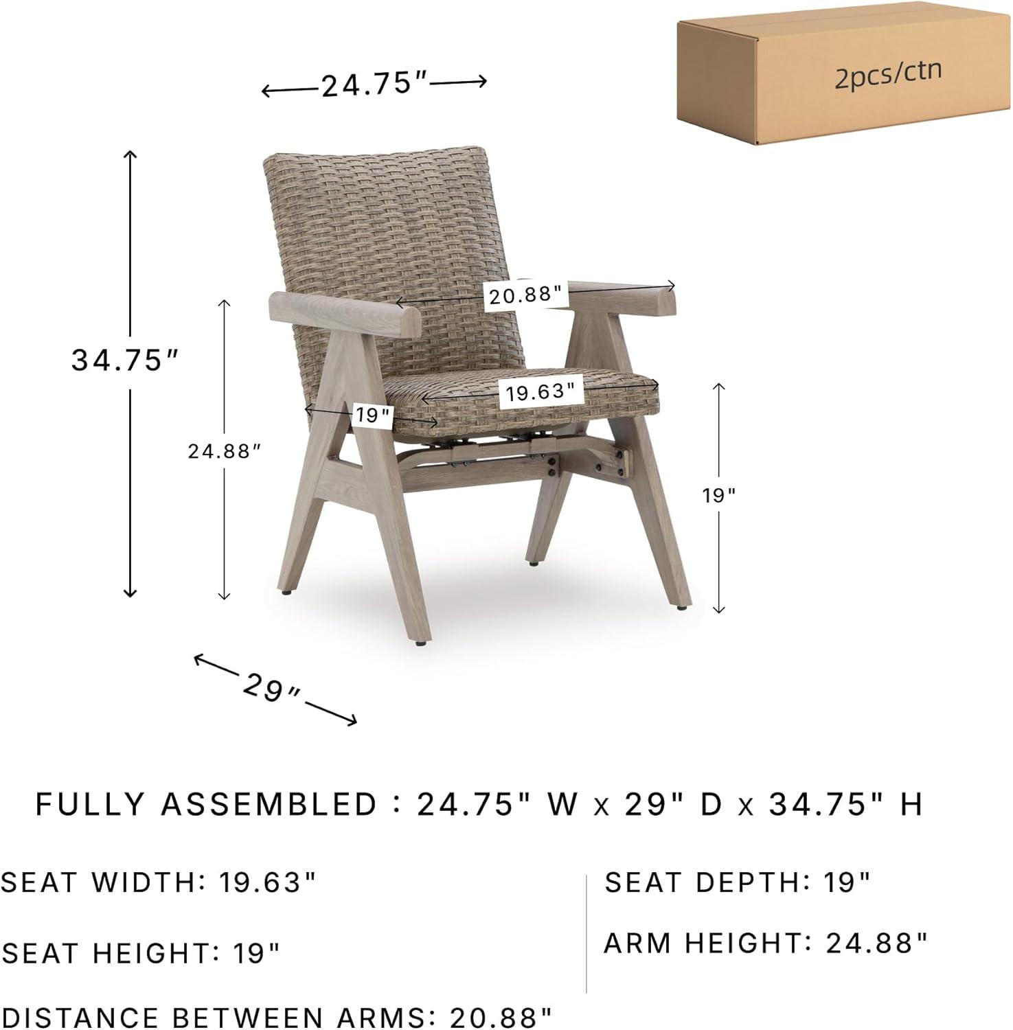 imageSignature Design by Ashley Carisbo Casual Rust Resistant Aluminum Outdoor Arm Chair with Handwoven Resin Wicker Set of 2 BeigeRocking Chair Set