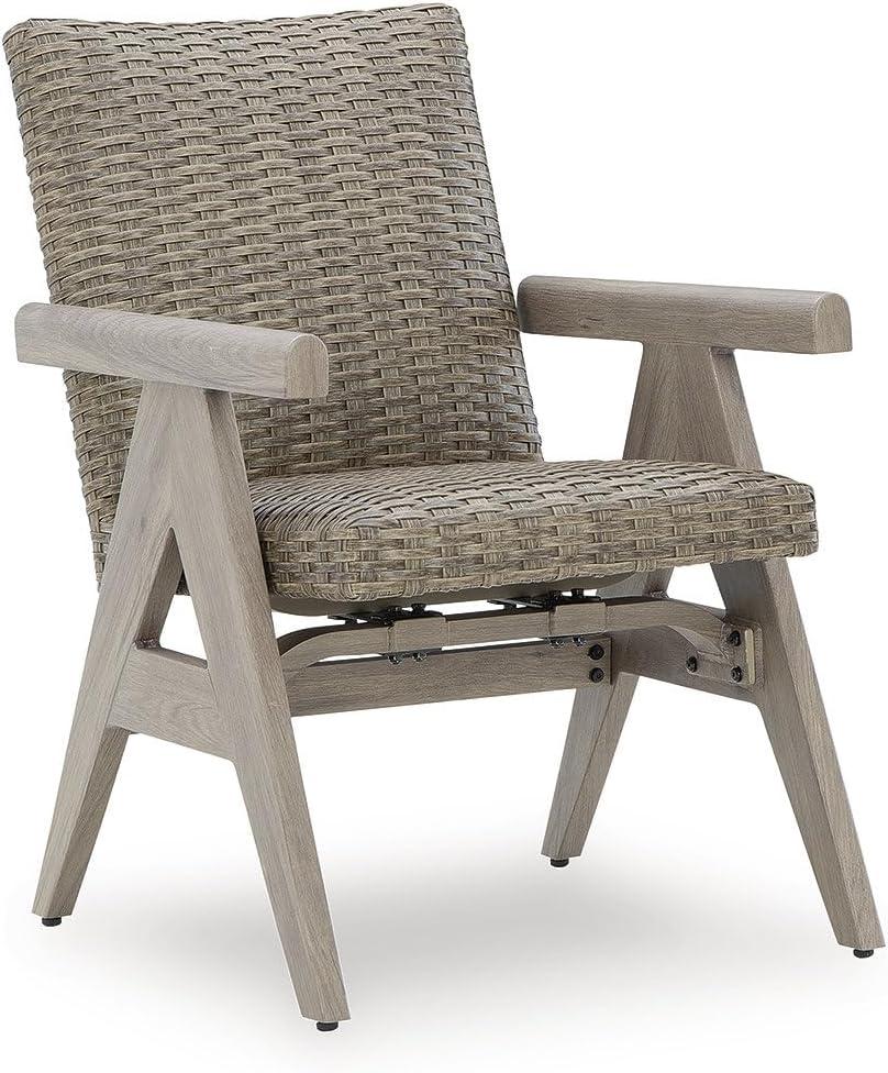 imageSignature Design by Ashley Carisbo Casual Rust Resistant Aluminum Outdoor Arm Chair with Handwoven Resin Wicker Set of 2 BeigeRocking Chair Set