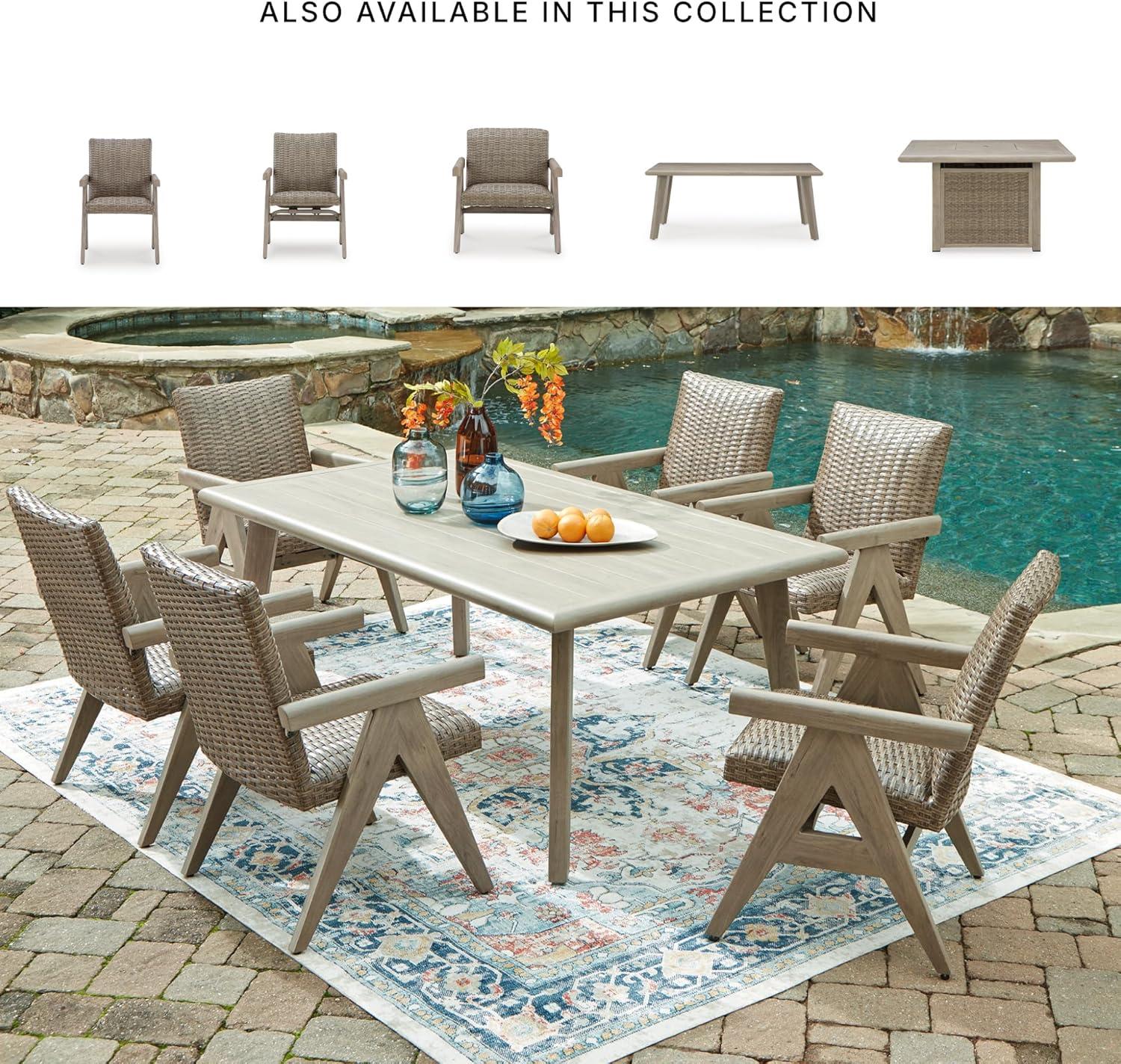 imageSignature Design by Ashley Carisbo Casual Rust Resistant Aluminum Outdoor Arm Chair with Handwoven Resin Wicker Set of 2 BeigeRocking Chair Set