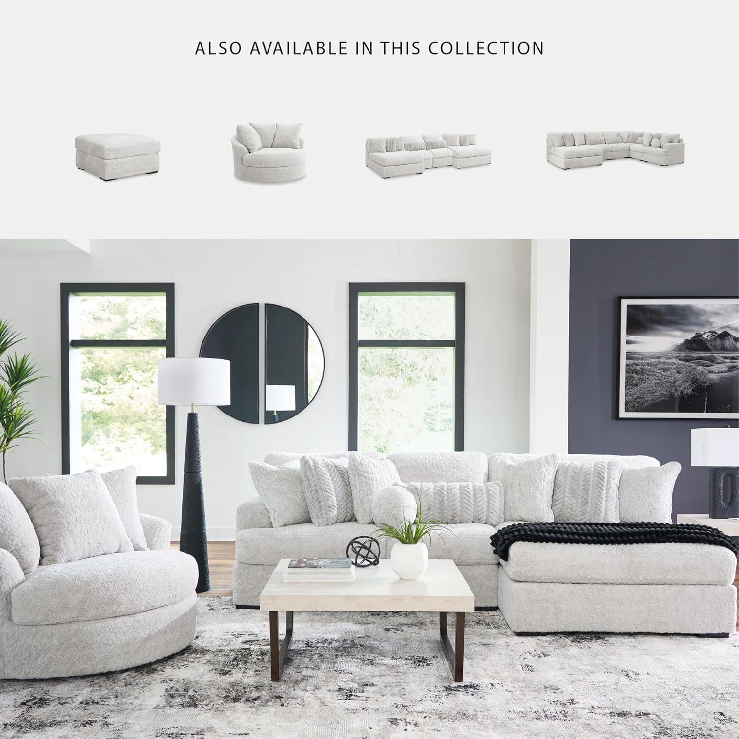 imageSignature Design by Ashley Cuddlesome Contemporary Oversized Swivel Accent Chair with Loose Seat Cushion and Reversible Back Cushion White