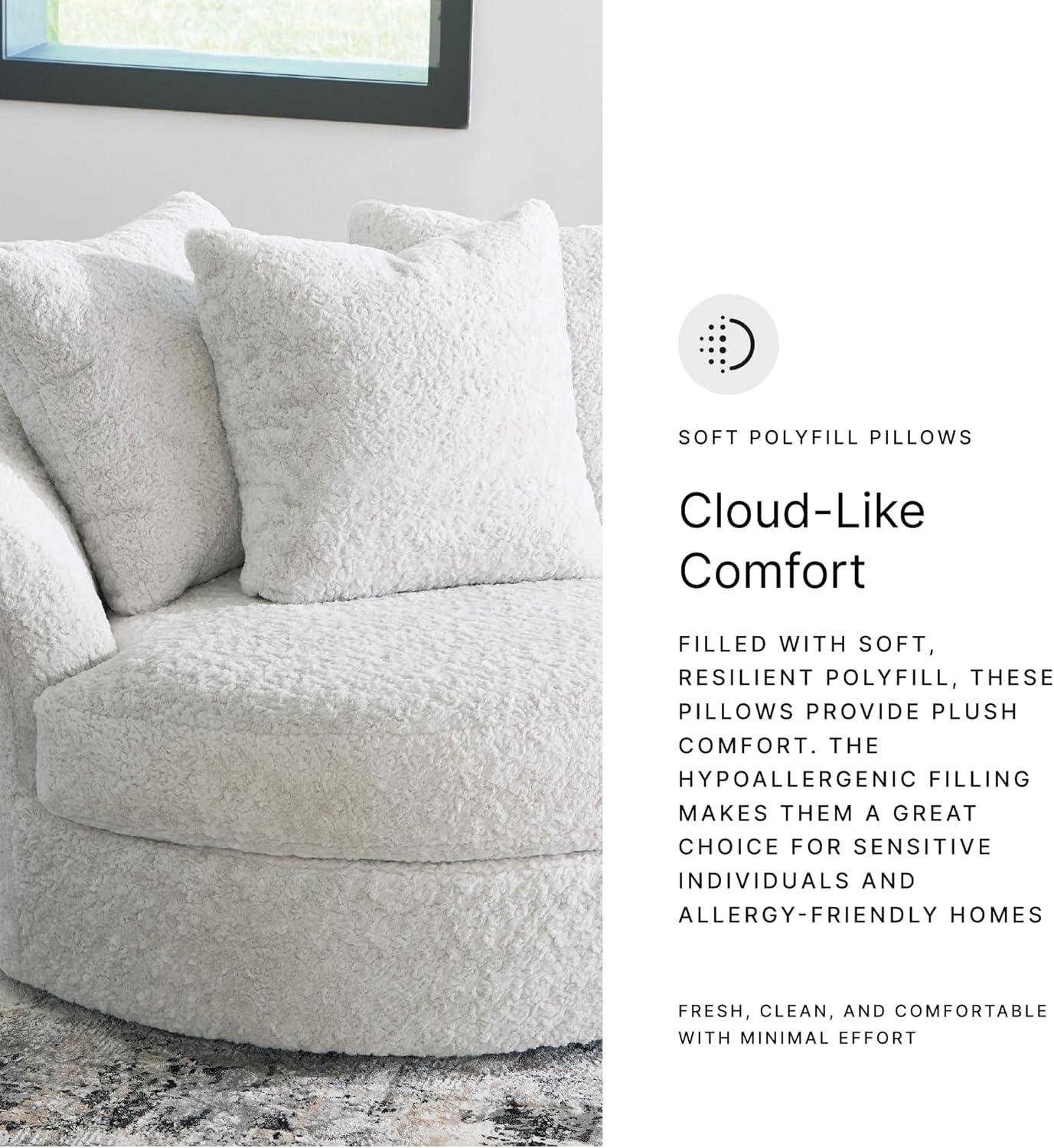 imageSignature Design by Ashley Cuddlesome Contemporary Oversized Swivel Accent Chair with Loose Seat Cushion and Reversible Back Cushion White