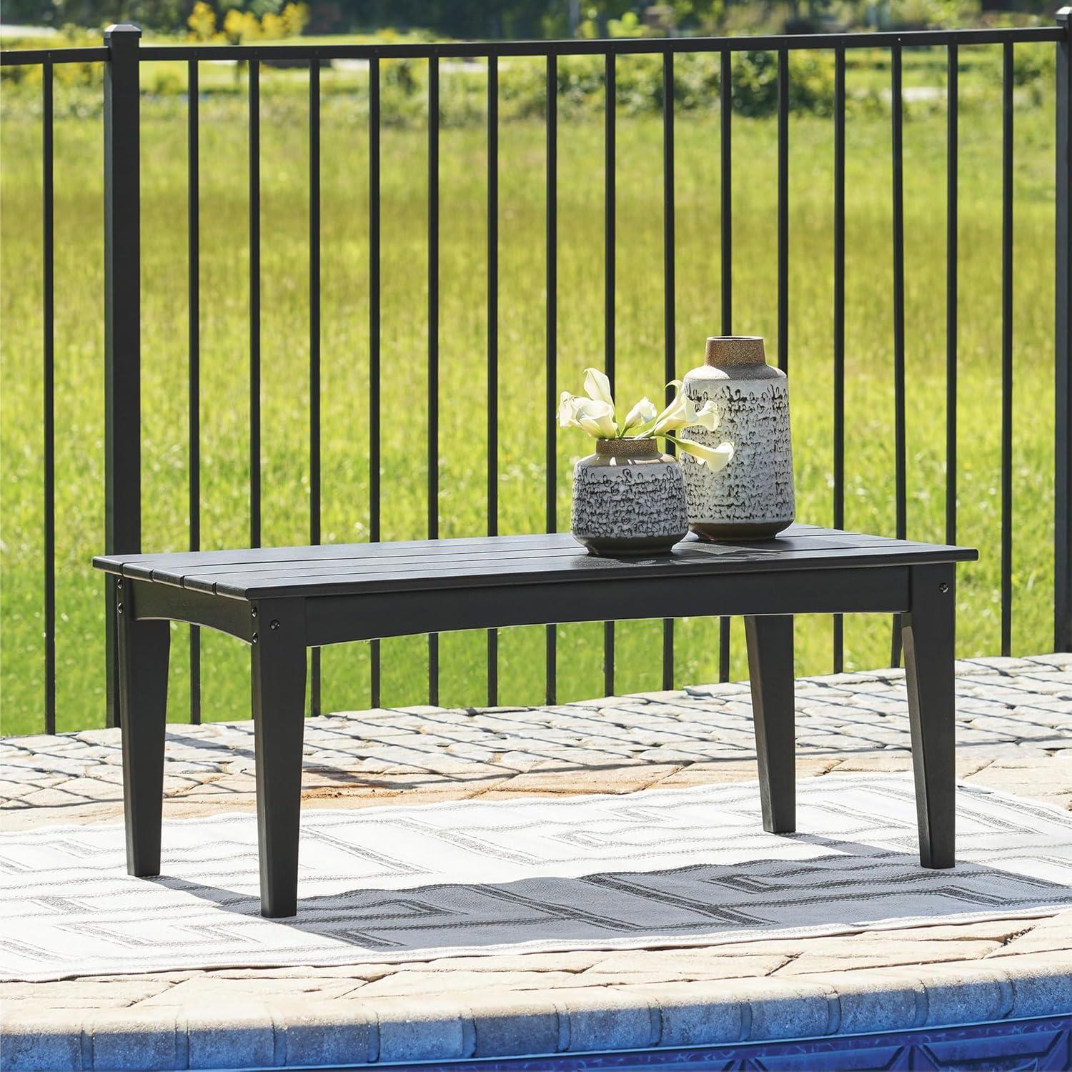 imageSignature Design by Ashley Hyland Wave Modern Weather Resistant HDPE Outdoor Coffee Table WhiteBlack