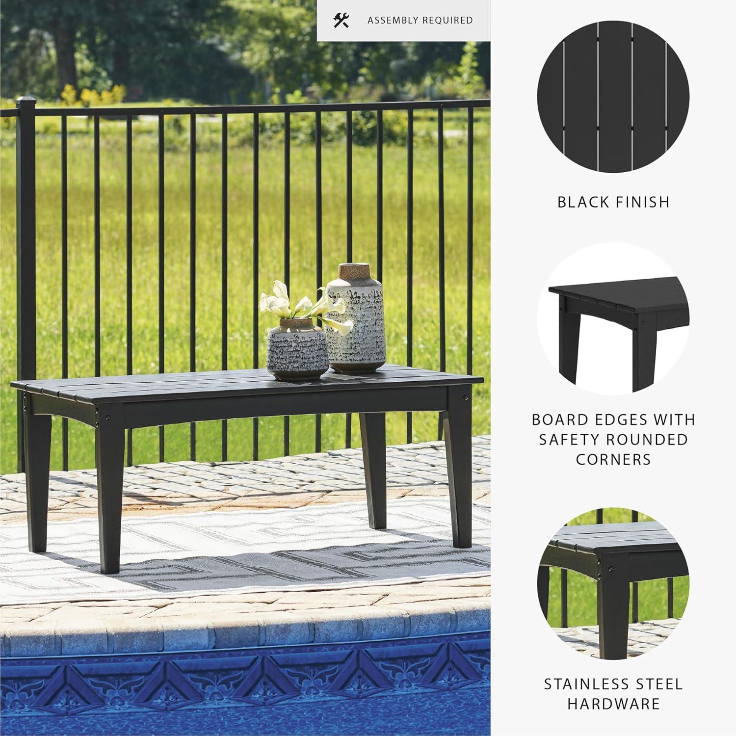imageSignature Design by Ashley Hyland Wave Modern Weather Resistant HDPE Outdoor Coffee Table WhiteBlack
