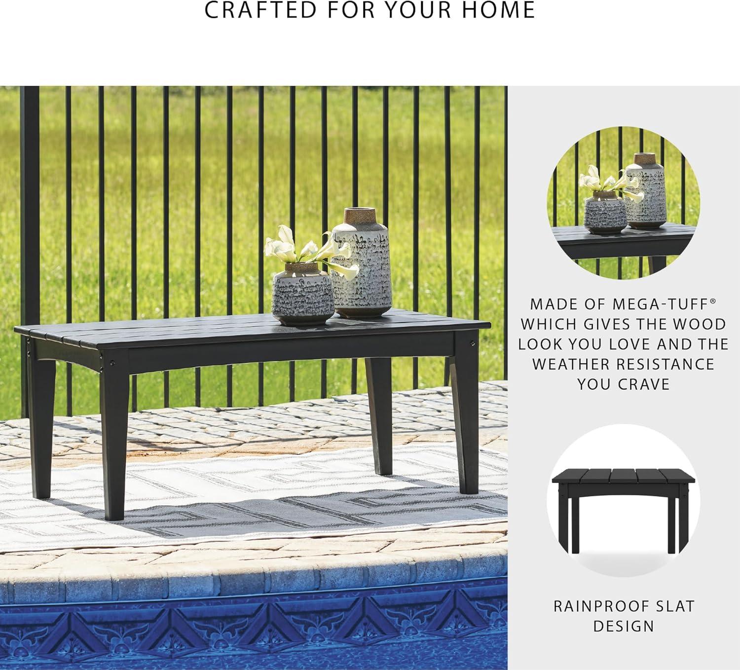 imageSignature Design by Ashley Hyland Wave Modern Weather Resistant HDPE Outdoor Coffee Table WhiteBlack