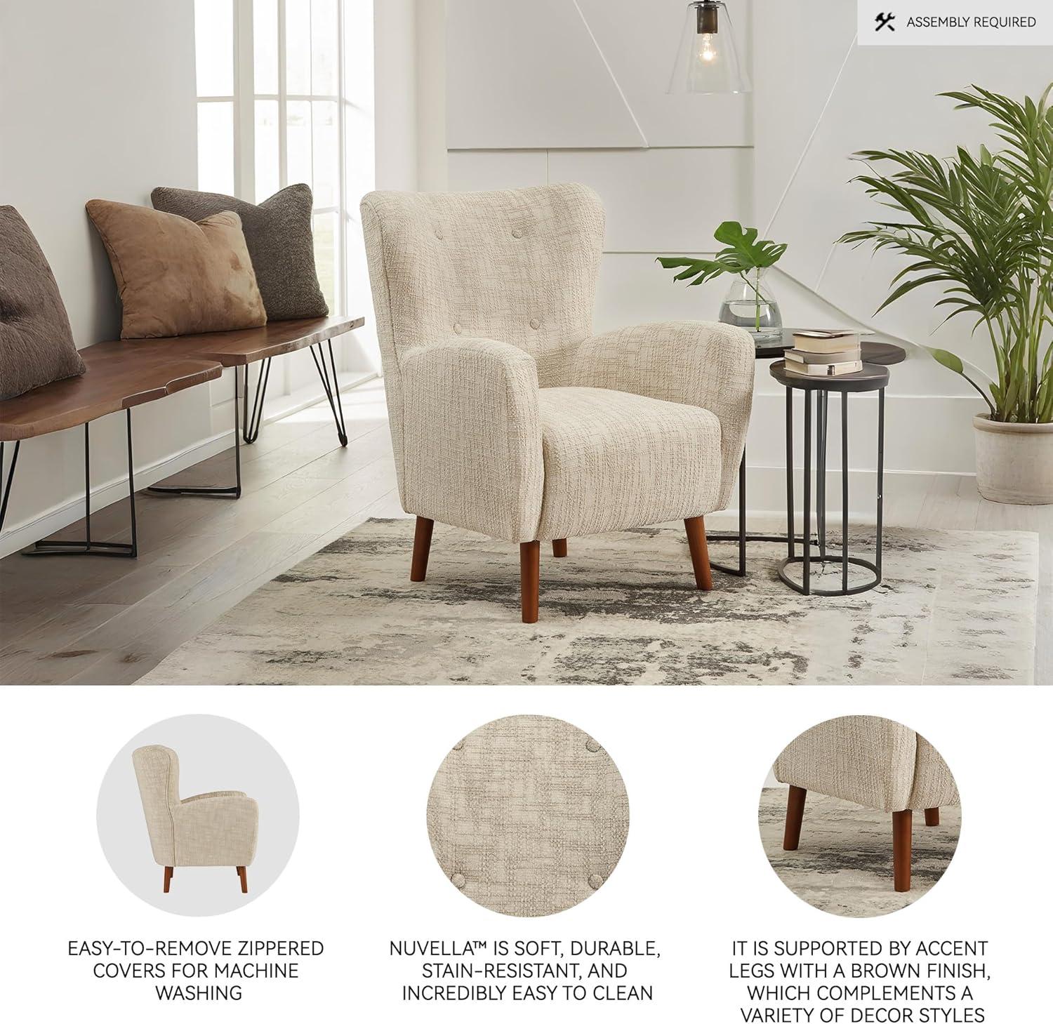 imageSignature Design by Ashley Jemison NextGen Nuvella Contemporary Tufted Upholstered Accent Chair Beige
