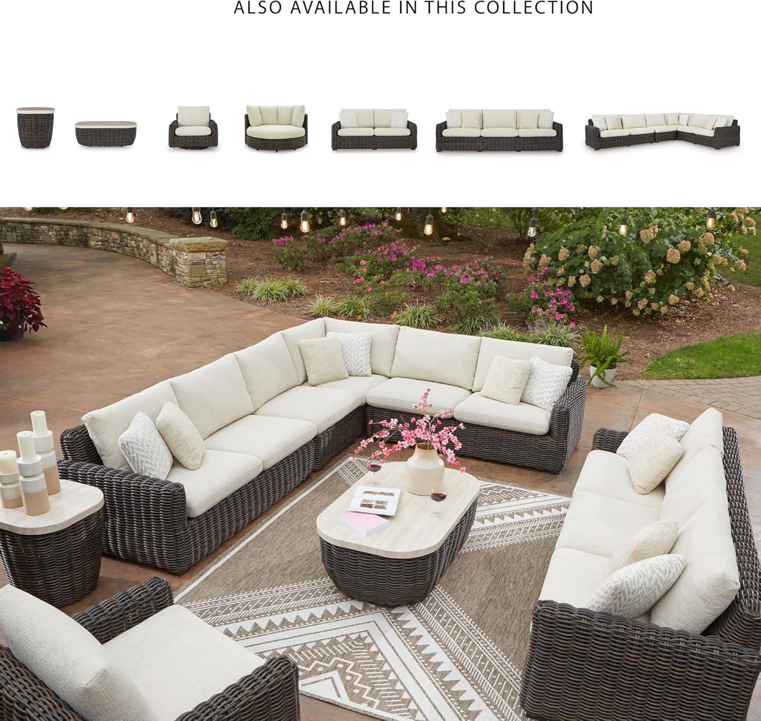 imageSignature Design by Ashley Kimora Casual Outdoor Fade and Rust Resistant Coffee Table Beige amp Dark BrownKimora Square End Table