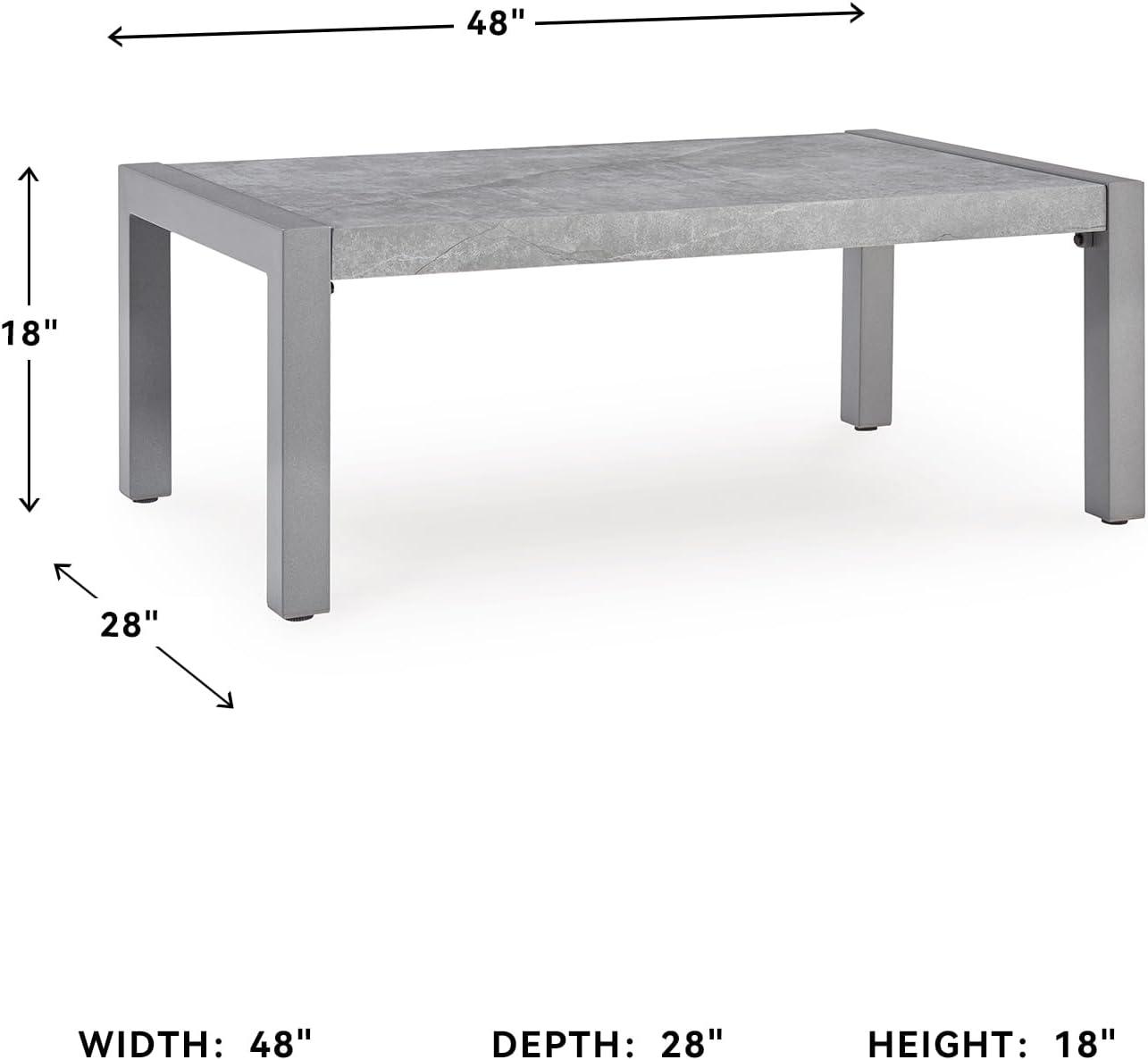 imageSignature Design by Ashley Moonlight View Contemporary Outdoor Fade and Rust Resistant Coffee Table with Stone Tabletop Light GrayOutdoor Coffee Table