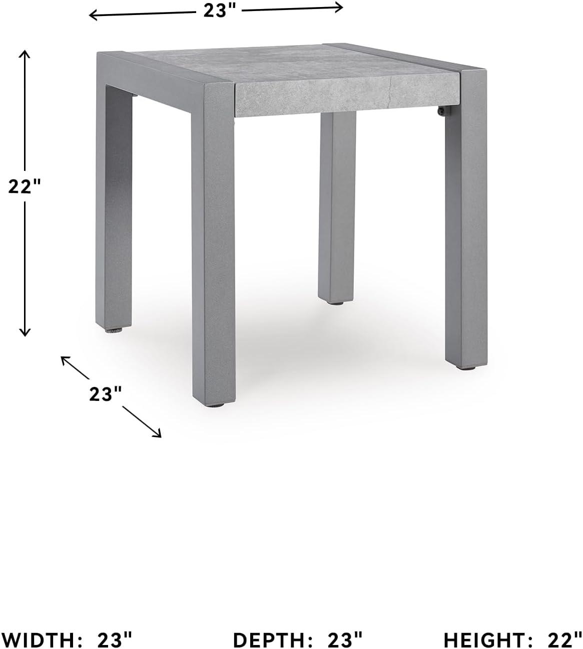 imageSignature Design by Ashley Moonlight View Contemporary Outdoor Fade and Rust Resistant Coffee Table with Stone Tabletop Light GrayOutdoor End Table