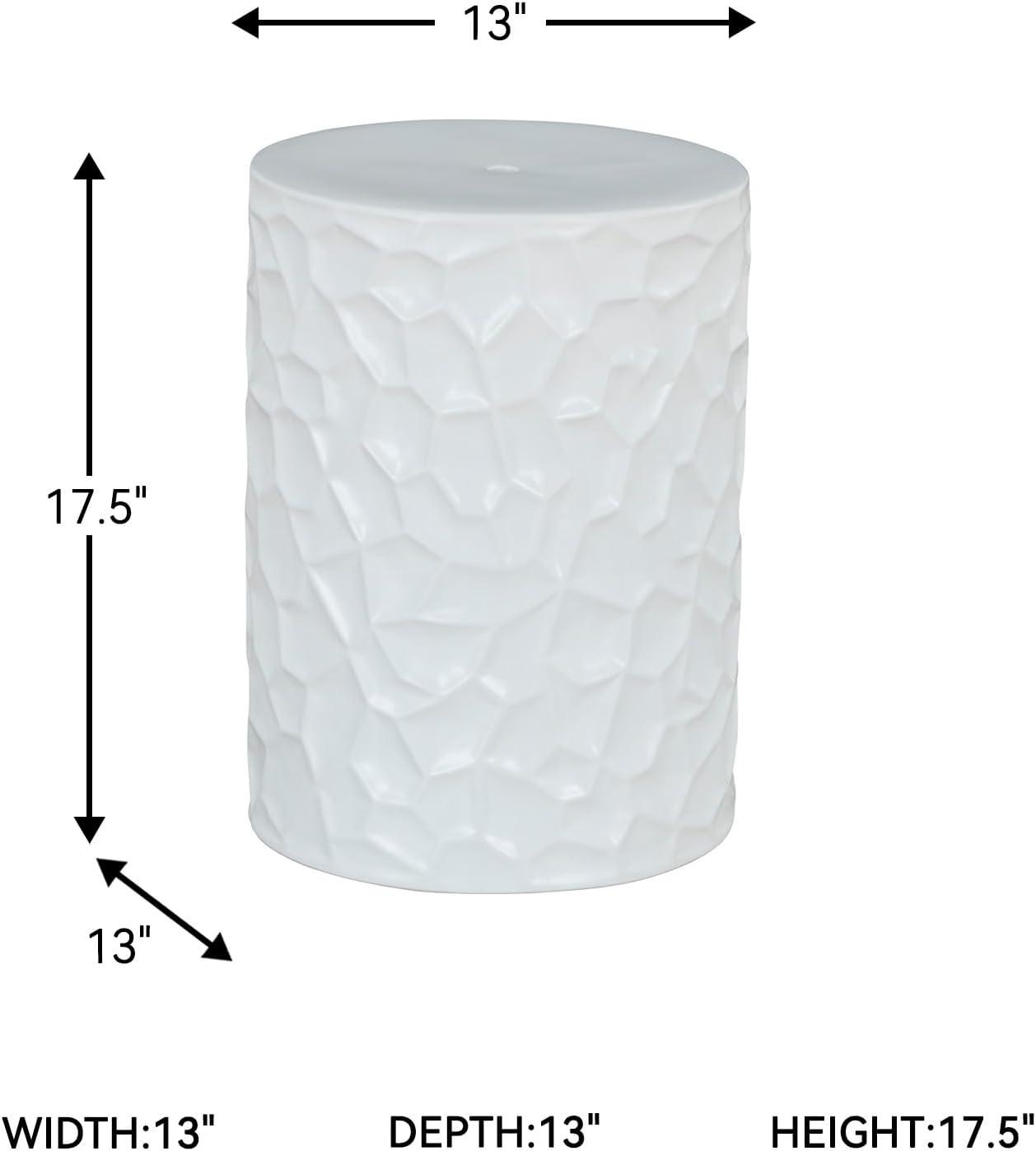 imageSignature Design by Ashley Polly Geometric Honeycomb Indoor Outdoor Accent Stool or Table WhiteIrregular