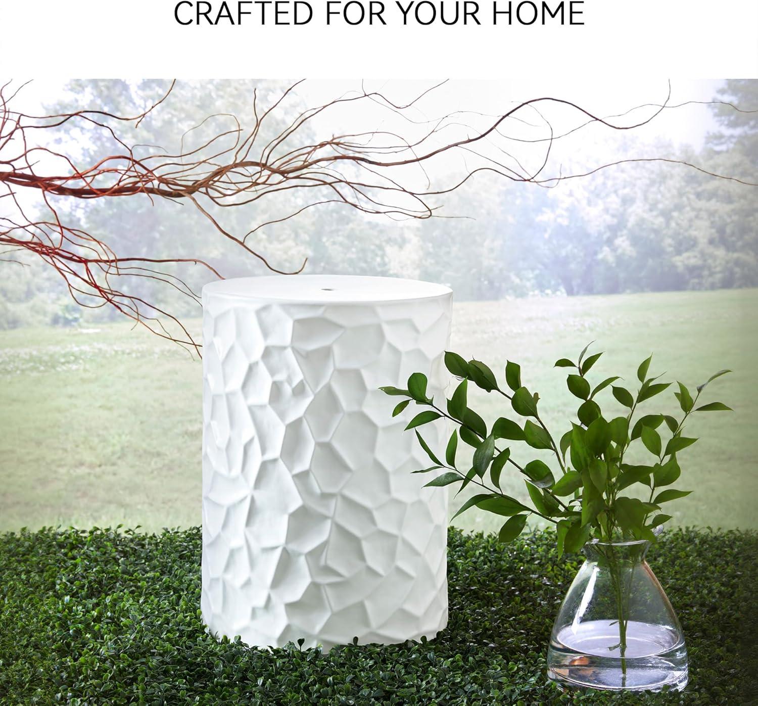 imageSignature Design by Ashley Polly Geometric Honeycomb Indoor Outdoor Accent Stool or Table WhiteIrregular