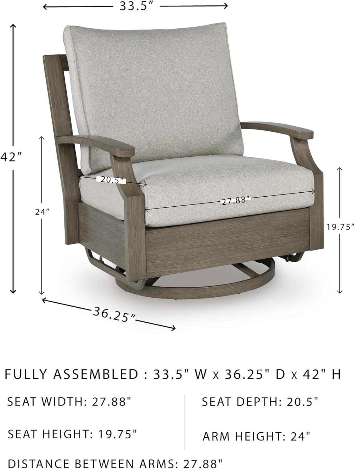 imageSignature Design by Ashley Rainier Ranch Contemporary Nuvella Weather Resistant Fabric Outdoor High Back Rocker Swivel Chair with Cushion Set of 2 Light Brown amp BeigeOutdoor Swivel Glider Chair with Cushion