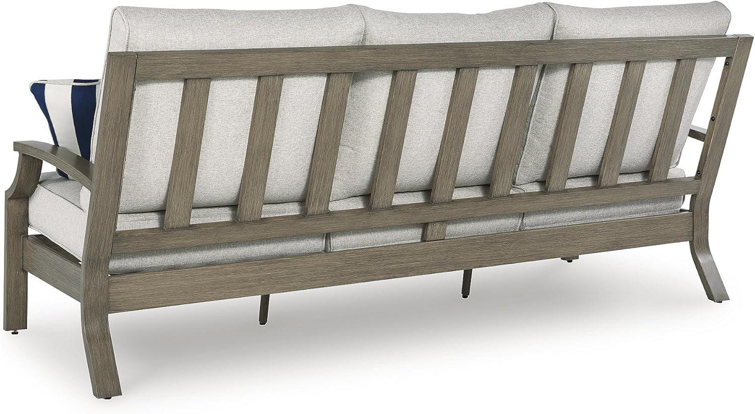 imageSignature Design by Ashley Rainier Ranch Contemporary Nuvella Weather Resistant Fabric Outdoor High Back Rocker Swivel Chair with Cushion Set of 2 Light Brown amp BeigeOutdoor Sofa