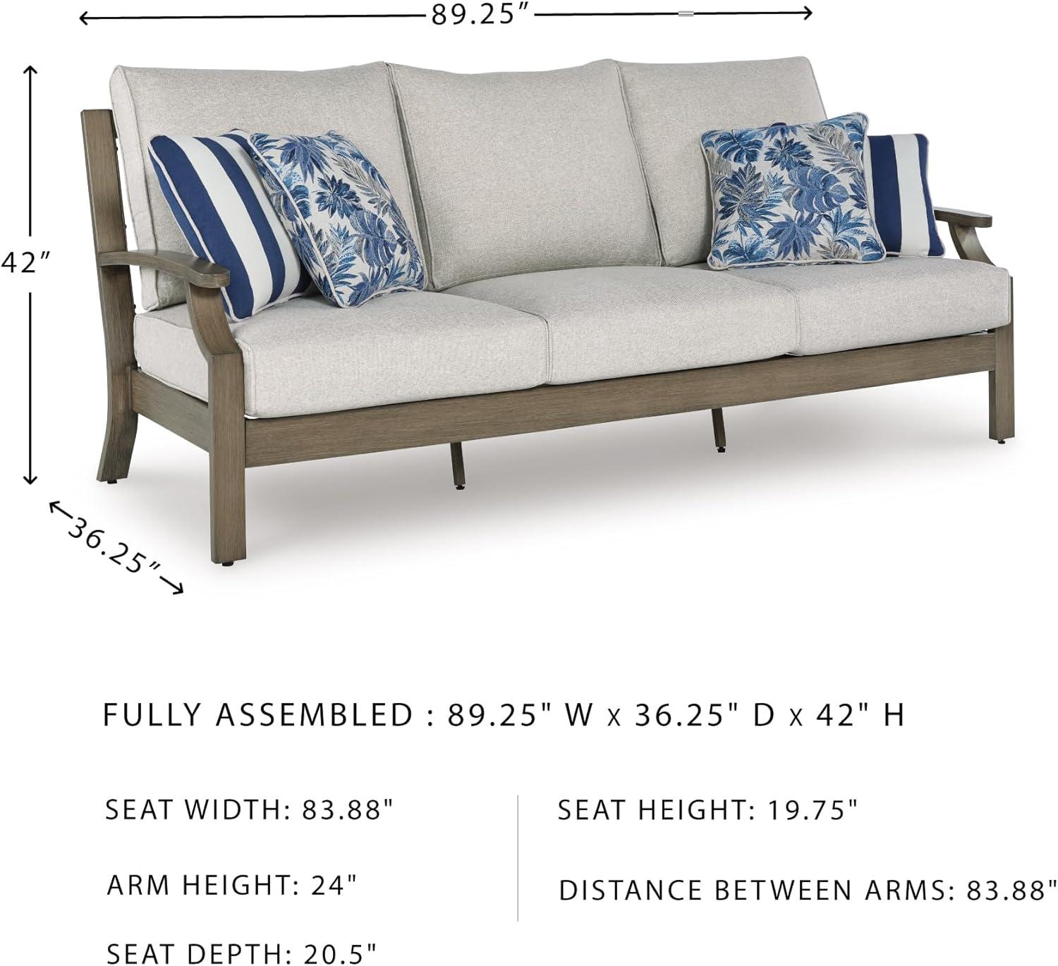 imageSignature Design by Ashley Rainier Ranch Contemporary Nuvella Weather Resistant Fabric Outdoor High Back Rocker Swivel Chair with Cushion Set of 2 Light Brown amp BeigeOutdoor Sofa