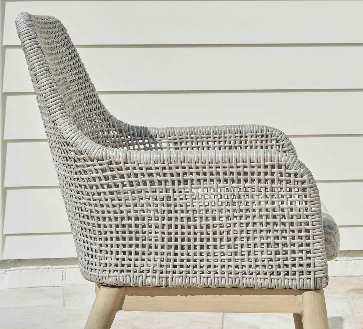 imageSignature Design by Ashley Seton Creek Casual Resin Wicker Outdoor Coffee Table with Tempered Glass Tabletop Light Gray amp Light BrownOutdoor Armless Chair