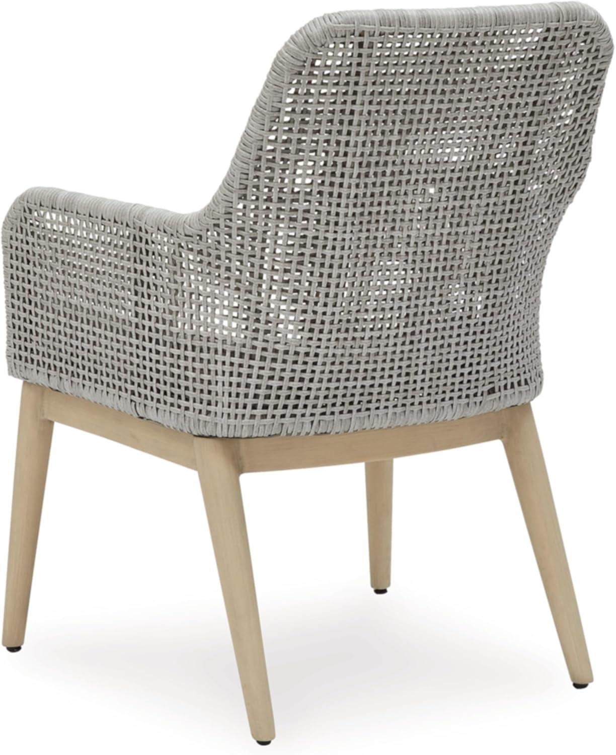 imageSignature Design by Ashley Seton Creek Casual Resin Wicker Outdoor Coffee Table with Tempered Glass Tabletop Light Gray amp Light BrownOutdoor Armless Chair
