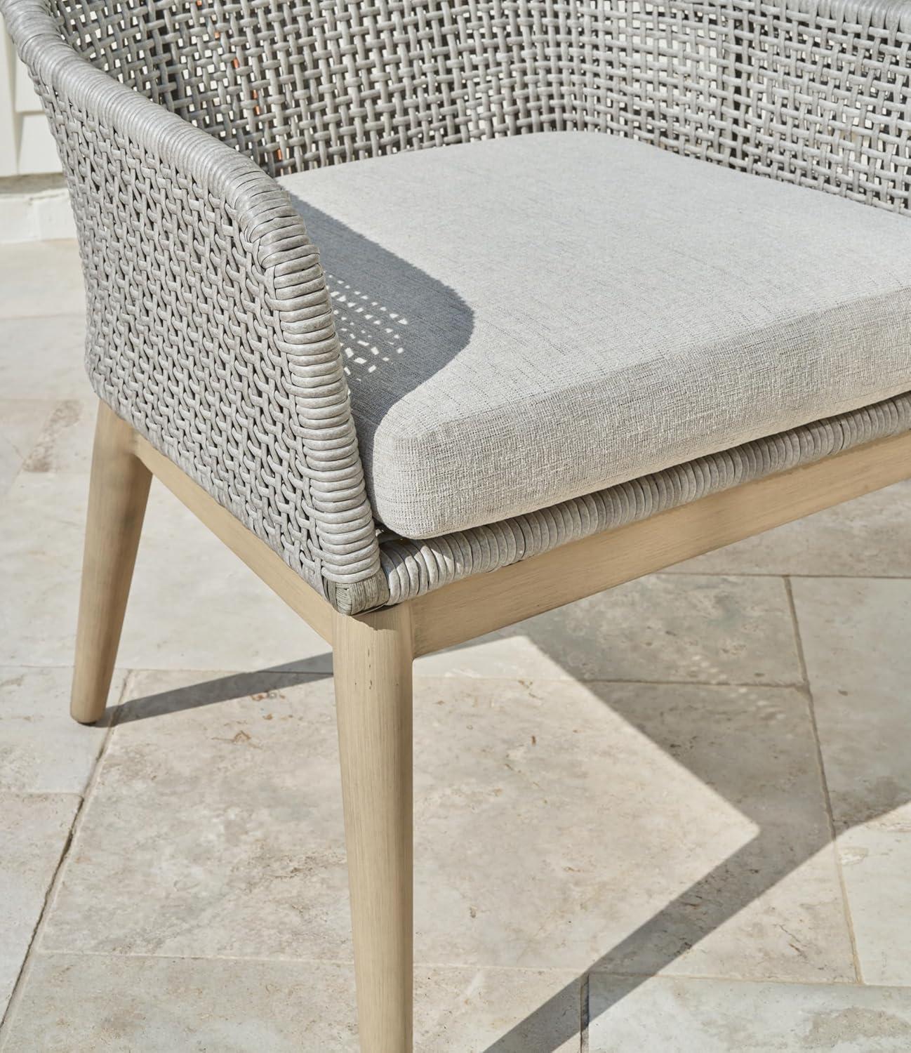 imageSignature Design by Ashley Seton Creek Casual Resin Wicker Outdoor Coffee Table with Tempered Glass Tabletop Light Gray amp Light BrownOutdoor Armless Chair