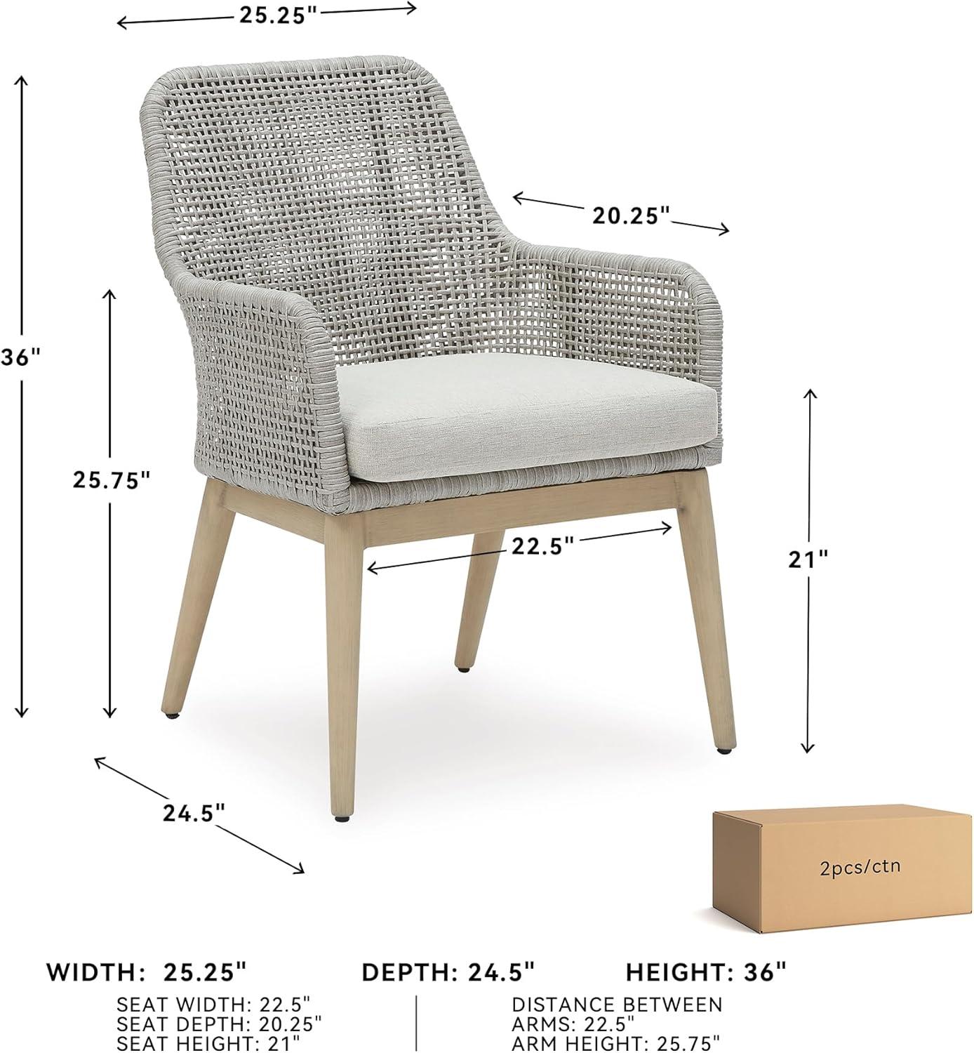 imageSignature Design by Ashley Seton Creek Casual Resin Wicker Outdoor Coffee Table with Tempered Glass Tabletop Light Gray amp Light BrownOutdoor Armless Chair