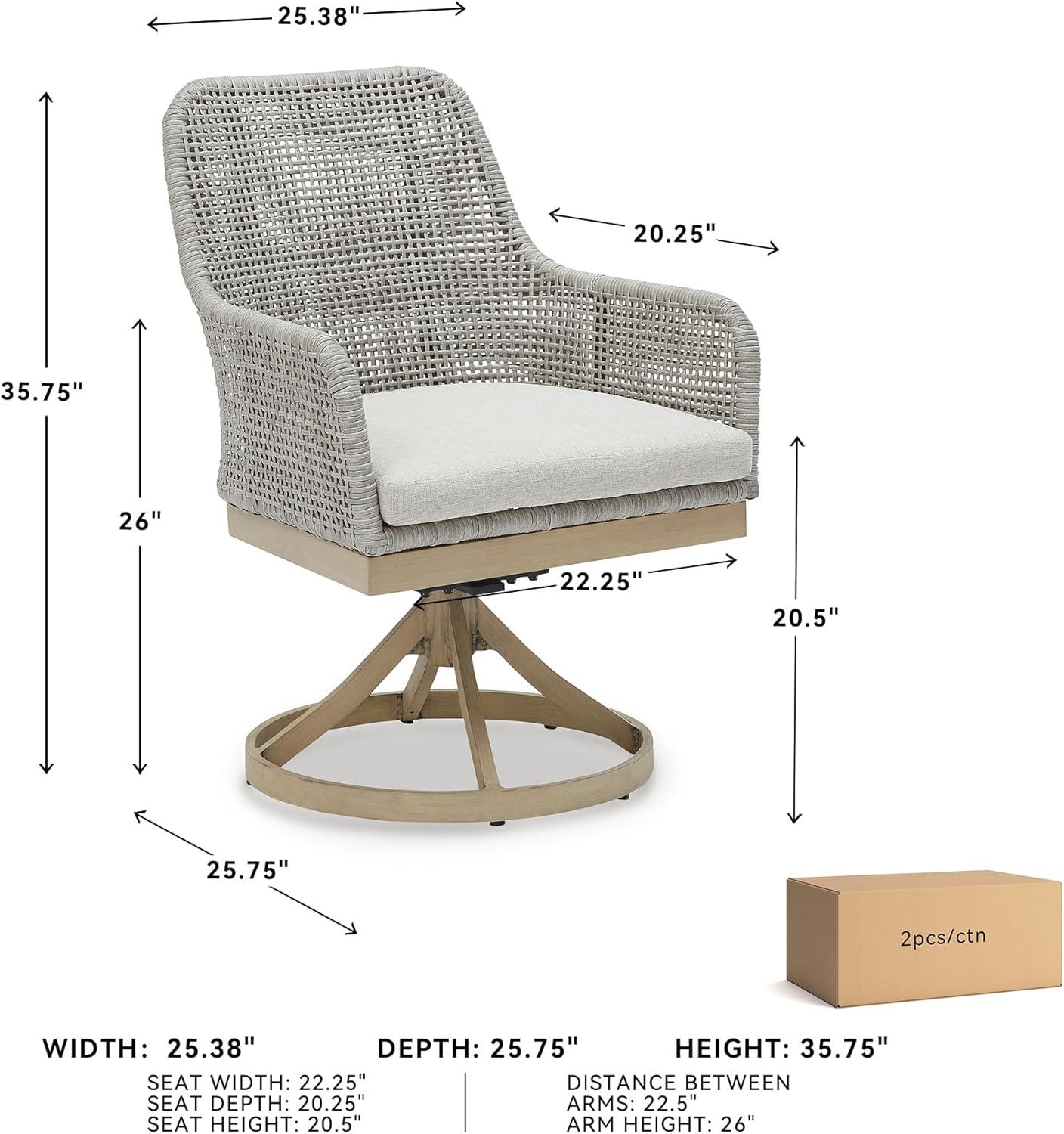 imageSignature Design by Ashley Seton Creek Casual Resin Wicker Outdoor Coffee Table with Tempered Glass Tabletop Light Gray amp Light BrownOutdoor Swivel Chair