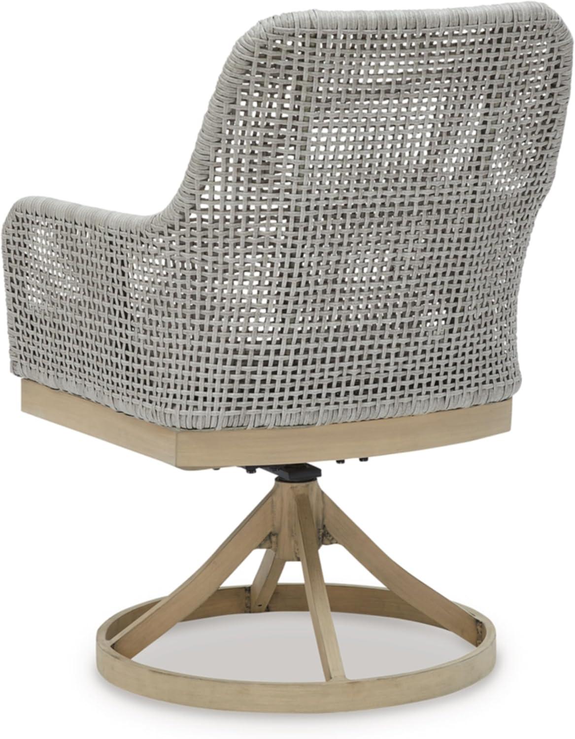 imageSignature Design by Ashley Seton Creek Casual Resin Wicker Outdoor Coffee Table with Tempered Glass Tabletop Light Gray amp Light BrownOutdoor Swivel Chair