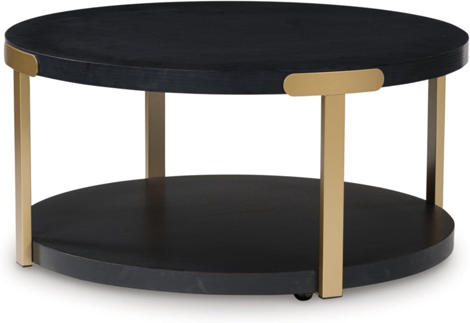 imageSignature Design by Ashley Shylore Contemporary Occasional Table Set Coffee Table and 2 End Tables Wood 3625 W x 3625 D x 1813 H BlackBrass