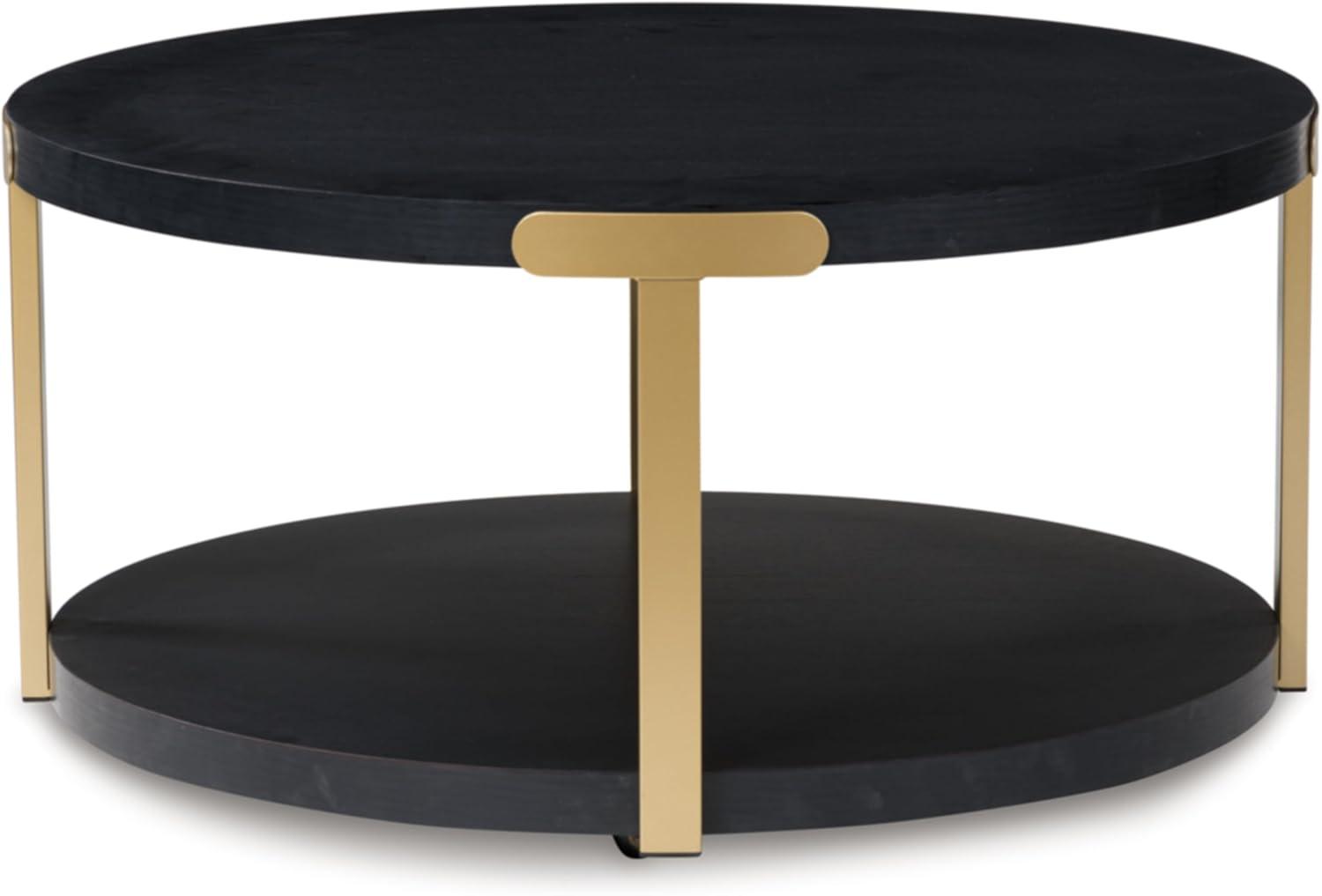 imageSignature Design by Ashley Shylore Contemporary Occasional Table Set Coffee Table and 2 End Tables Wood 3625 W x 3625 D x 1813 H BlackBrass