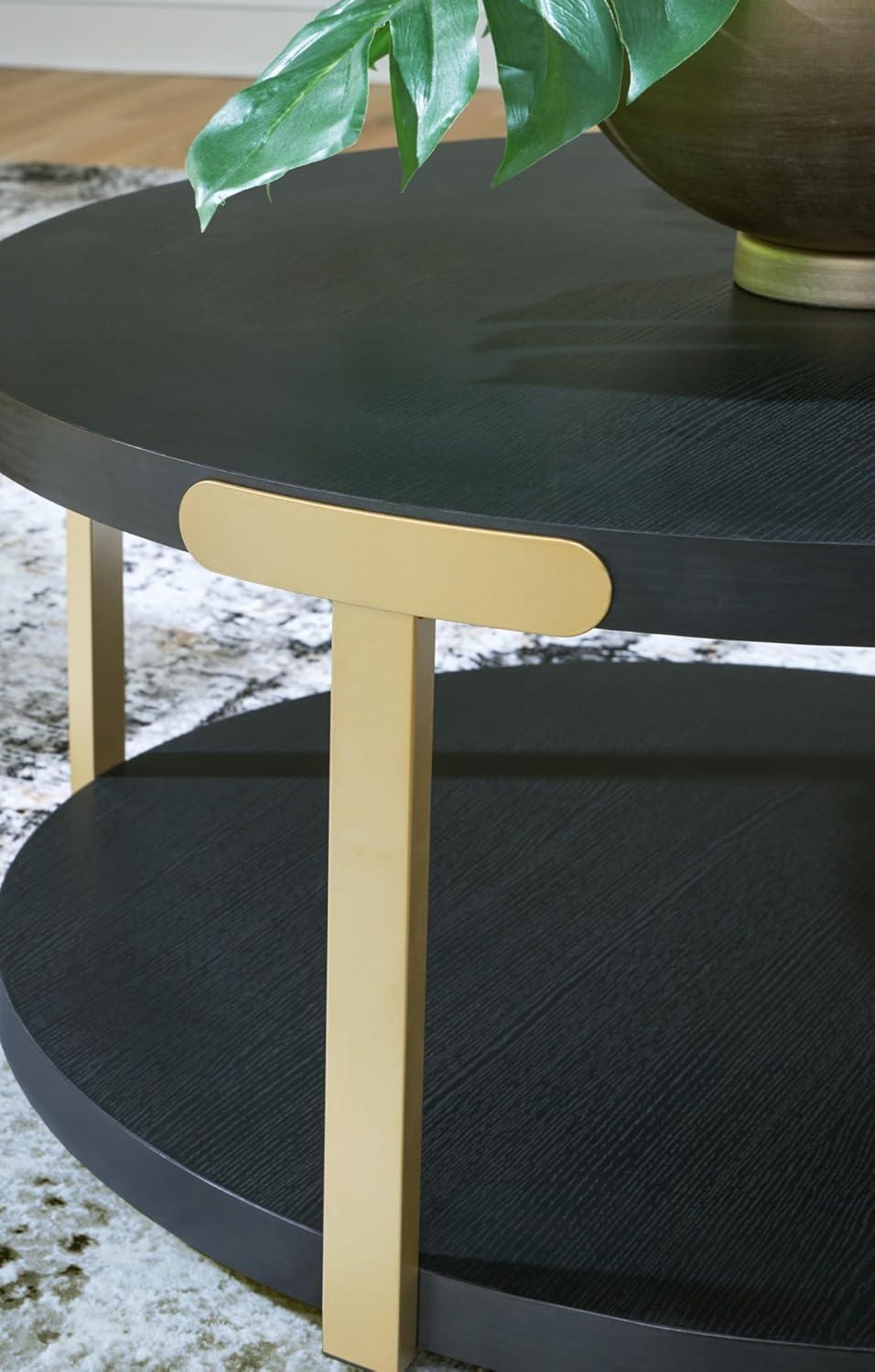 imageSignature Design by Ashley Shylore Contemporary Occasional Table Set Coffee Table and 2 End Tables Wood 3625 W x 3625 D x 1813 H BlackBrass