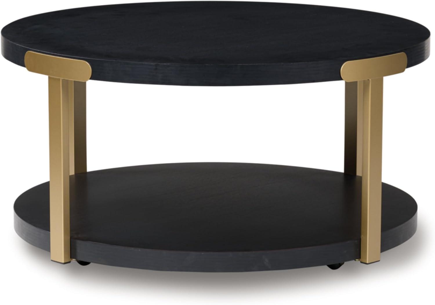 imageSignature Design by Ashley Shylore Contemporary Occasional Table Set Coffee Table and 2 End Tables Wood 3625 W x 3625 D x 1813 H BlackBrass