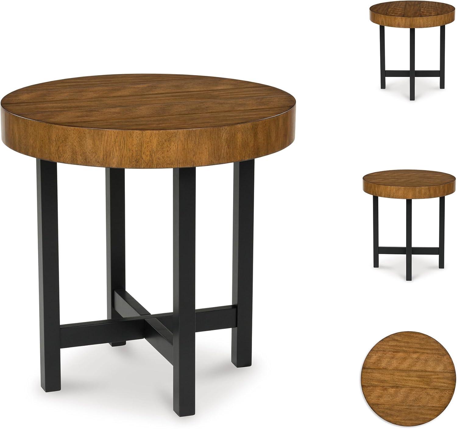 imageSignature Design by Ashley Steenlage Contemporary Table with Metal Frame Set of 2 Black amp Light Brown