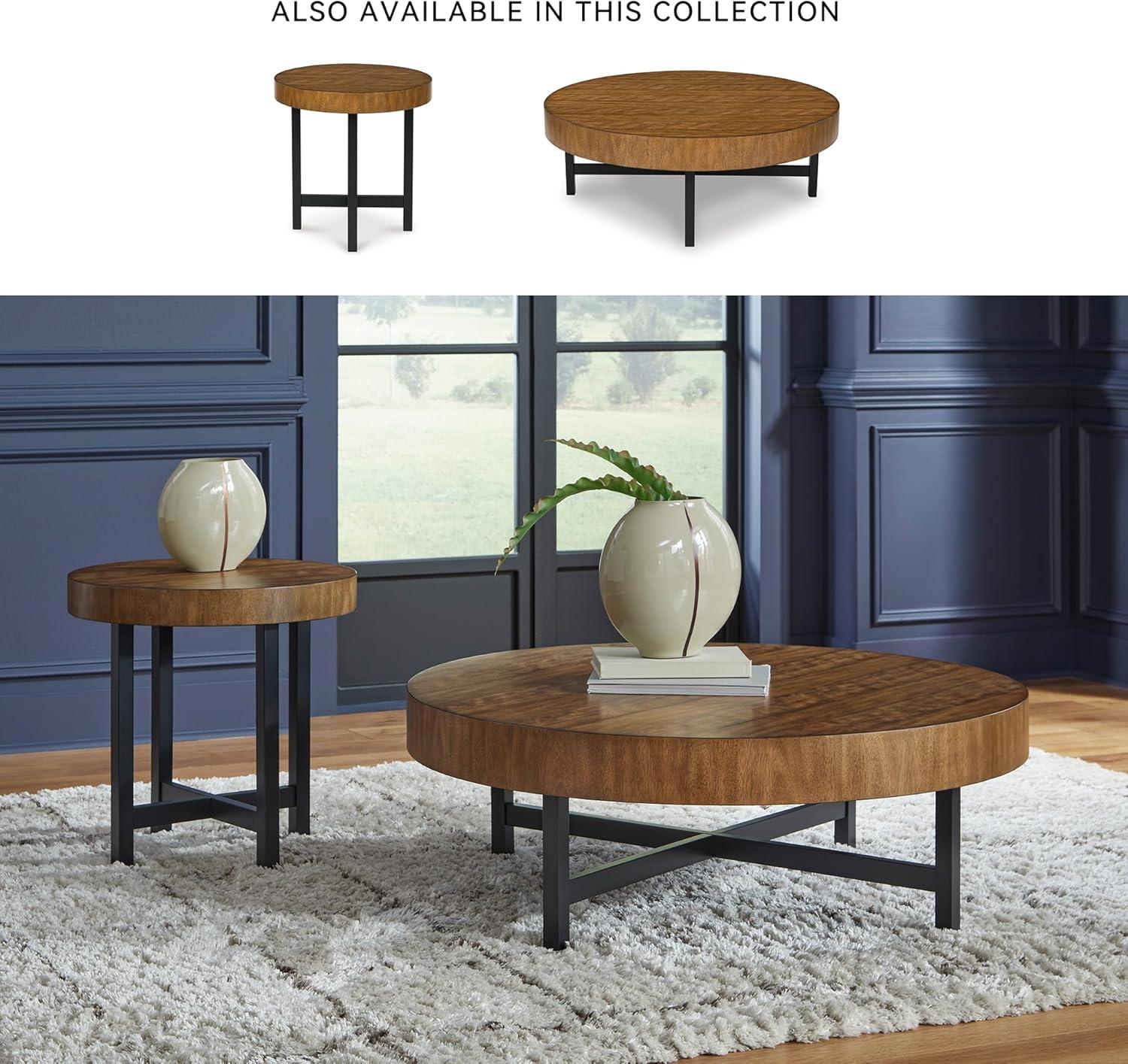imageSignature Design by Ashley Steenlage Contemporary Table with Metal Frame Set of 2 Black amp Light Brown