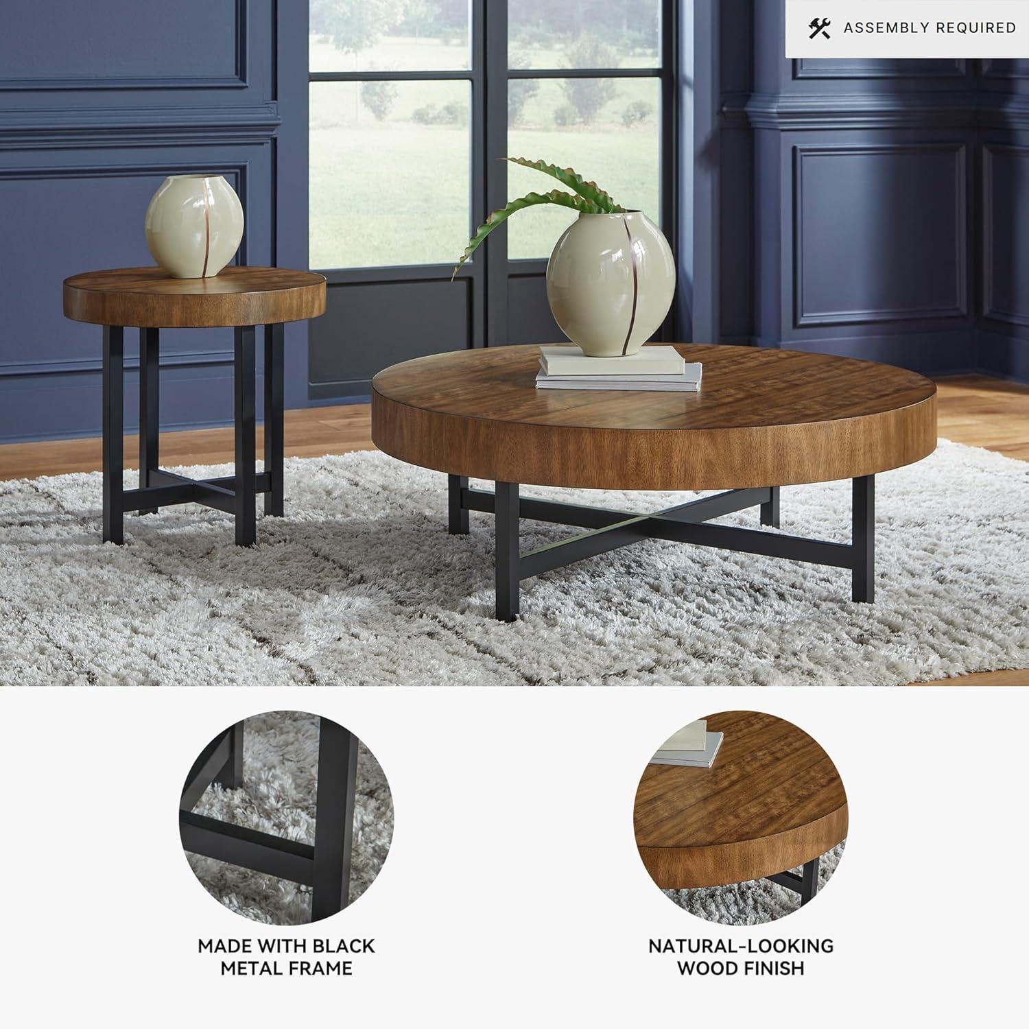 imageSignature Design by Ashley Steenlage Contemporary Table with Metal Frame Set of 2 Black amp Light Brown