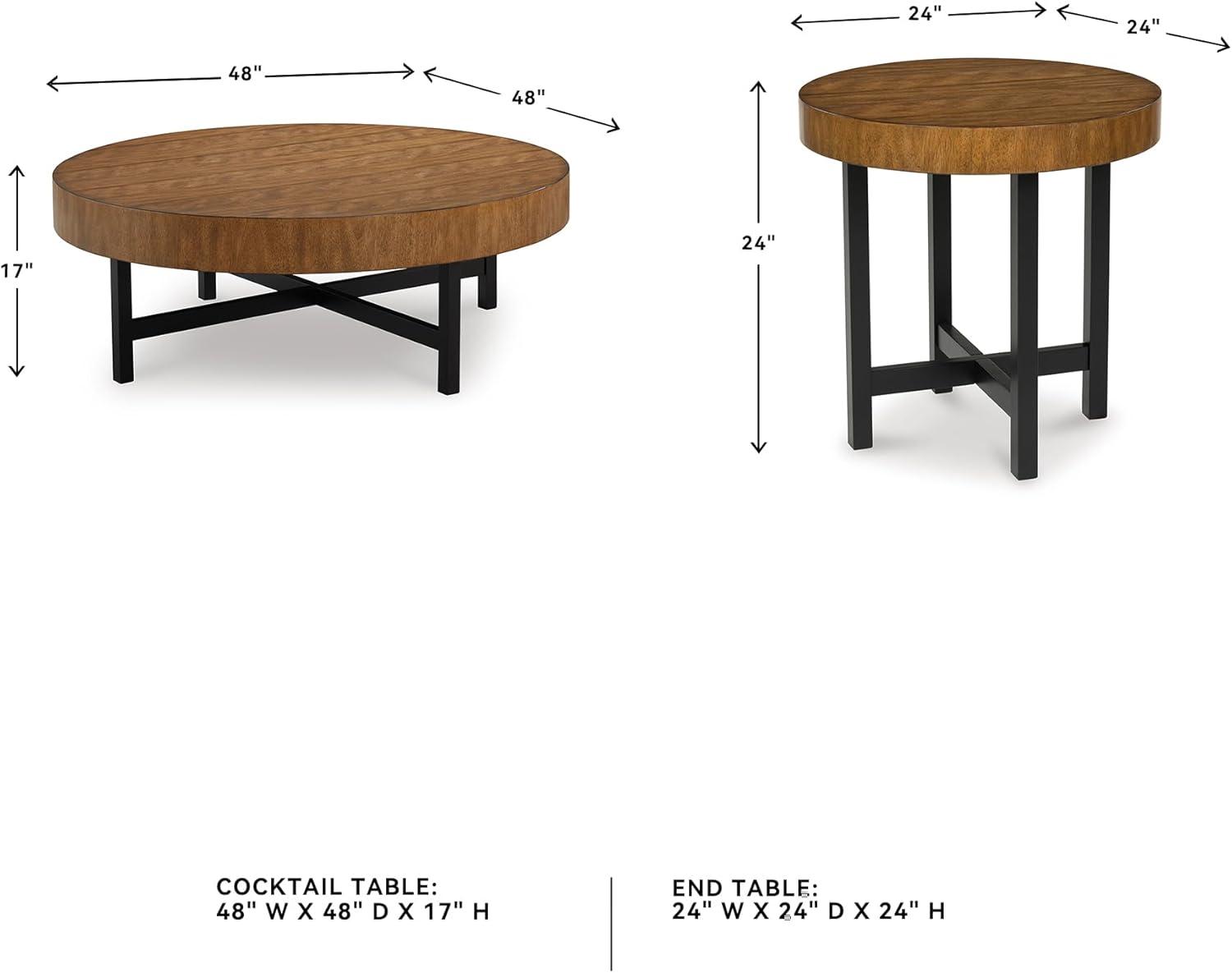 imageSignature Design by Ashley Steenlage Contemporary Table with Metal Frame Set of 2 Black amp Light Brown