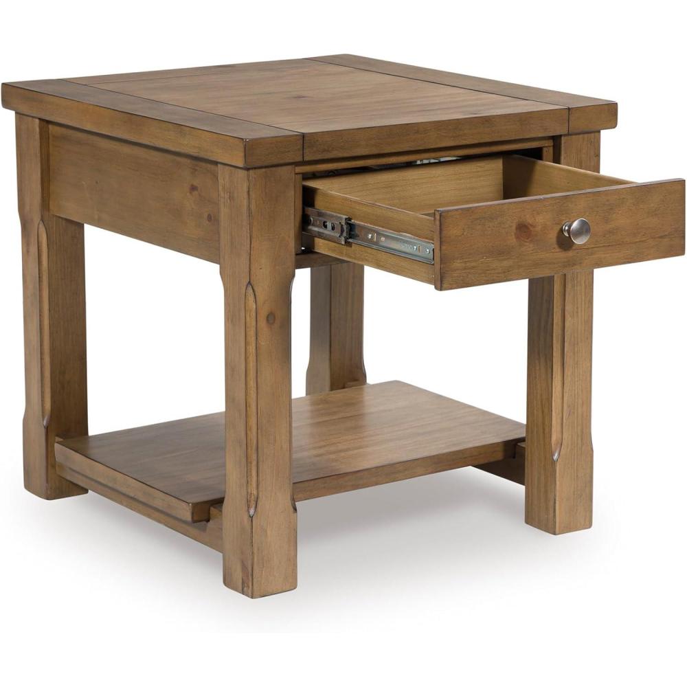 imageSignature Design by Ashley Vandenmore Casual Rectangular Coffee Table with 2 Drawers and Lower Shelf Bronze Knobs Wood 54 W x 26 D x 1913 H BrownRectangular End Table
