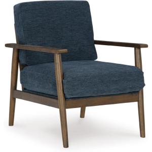 Signature Design by Ashley Bixler Classic Accent Chair with Removable Cushions and Tapered Legs, Blue(Blue)
