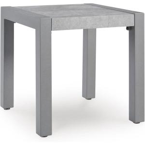 Signature Design by Ashley Moonlight View Contemporary Outdoor Fade and Rust Resistant Coffee Table with Stone Tabletop, Light Gray(Outdoor End Table)