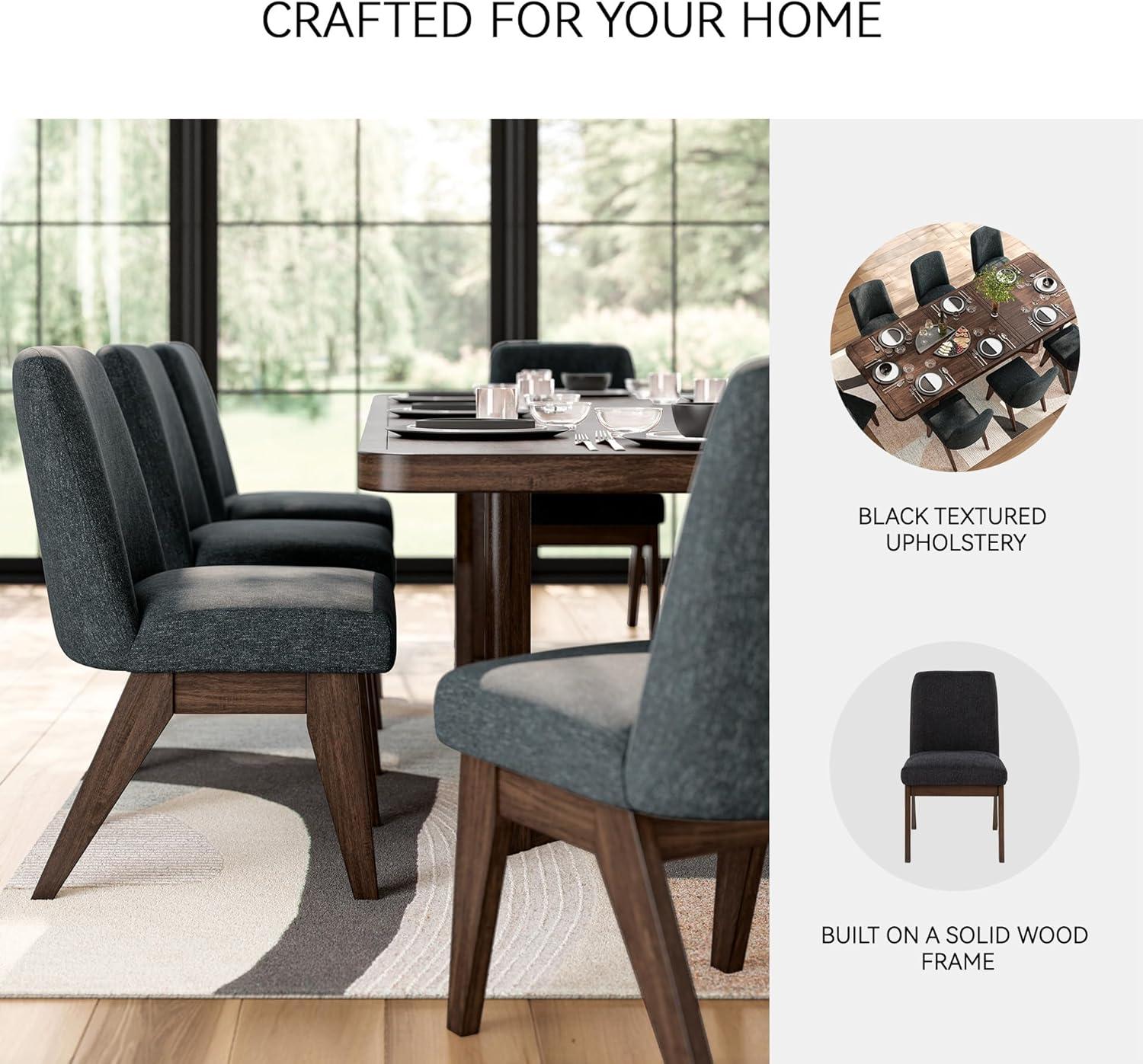 imageSignature Design by Ashley Kendamor MidCentury Modern Upholstered Dining Chair with Solid Wood Frame and Bucket Design Set of 2 Dark BrownDark Brown
