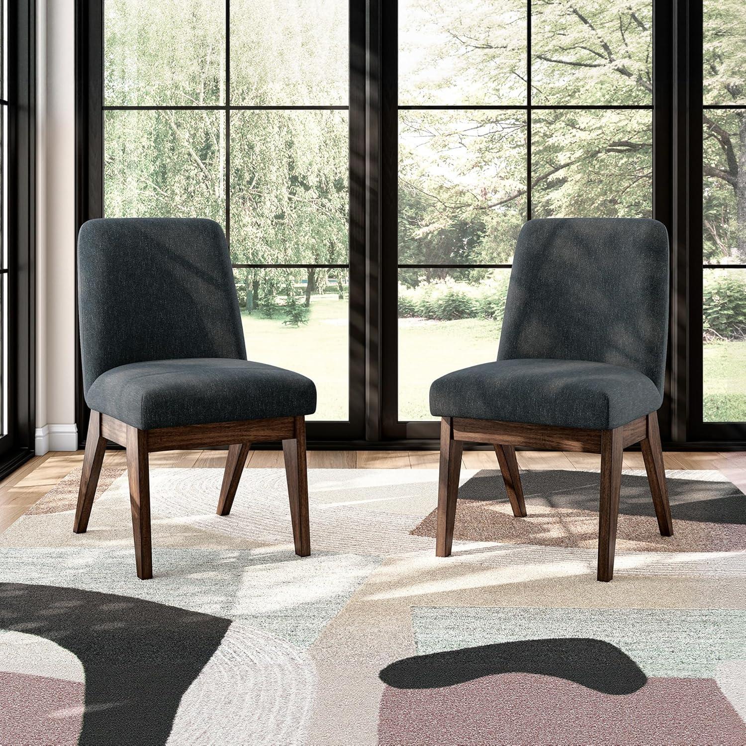 imageSignature Design by Ashley Kendamor MidCentury Modern Upholstered Dining Chair with Solid Wood Frame and Bucket Design Set of 2 Dark BrownDark Brown