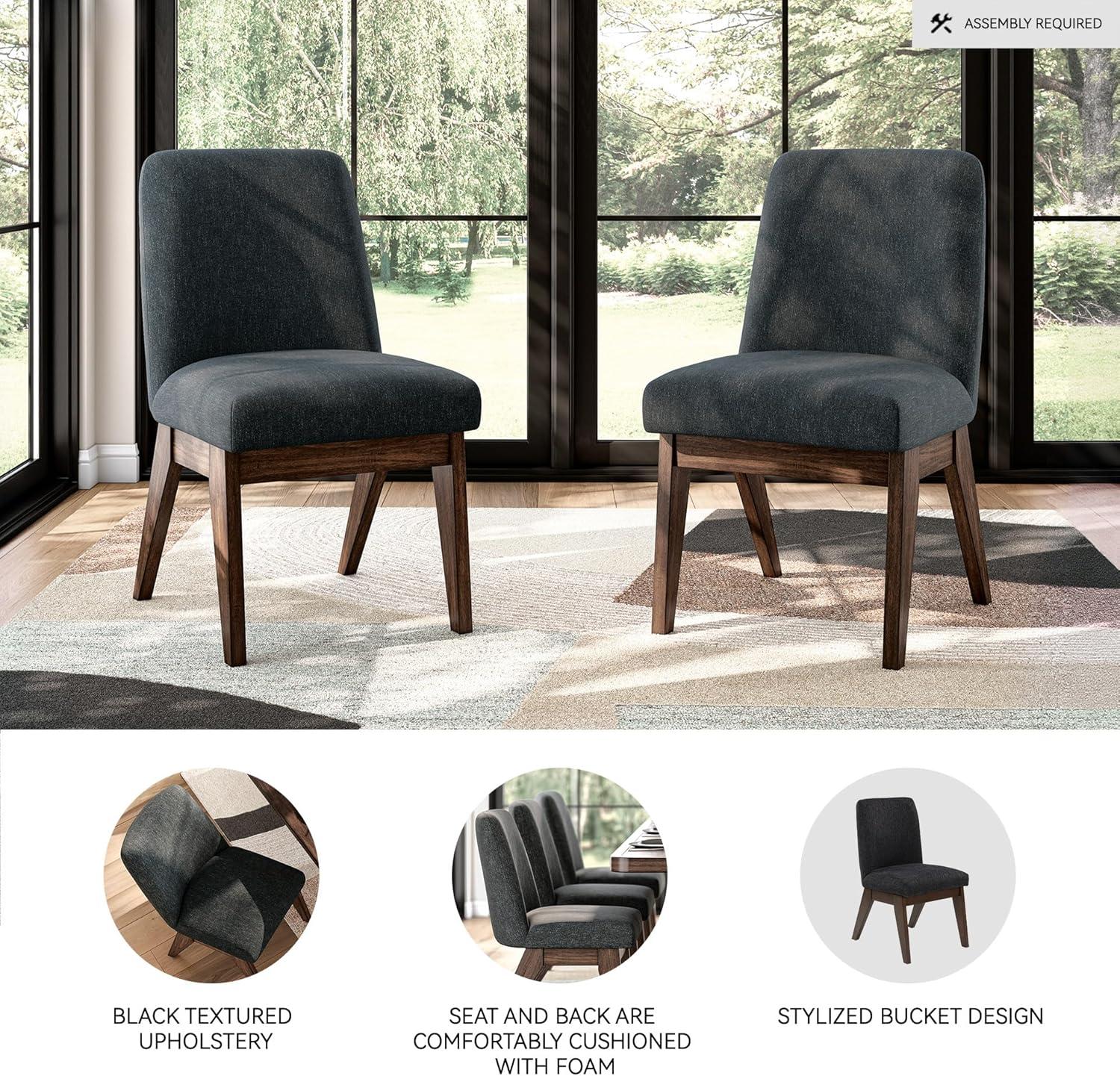 imageSignature Design by Ashley Kendamor MidCentury Modern Upholstered Dining Chair with Solid Wood Frame and Bucket Design Set of 2 Dark BrownDark Brown