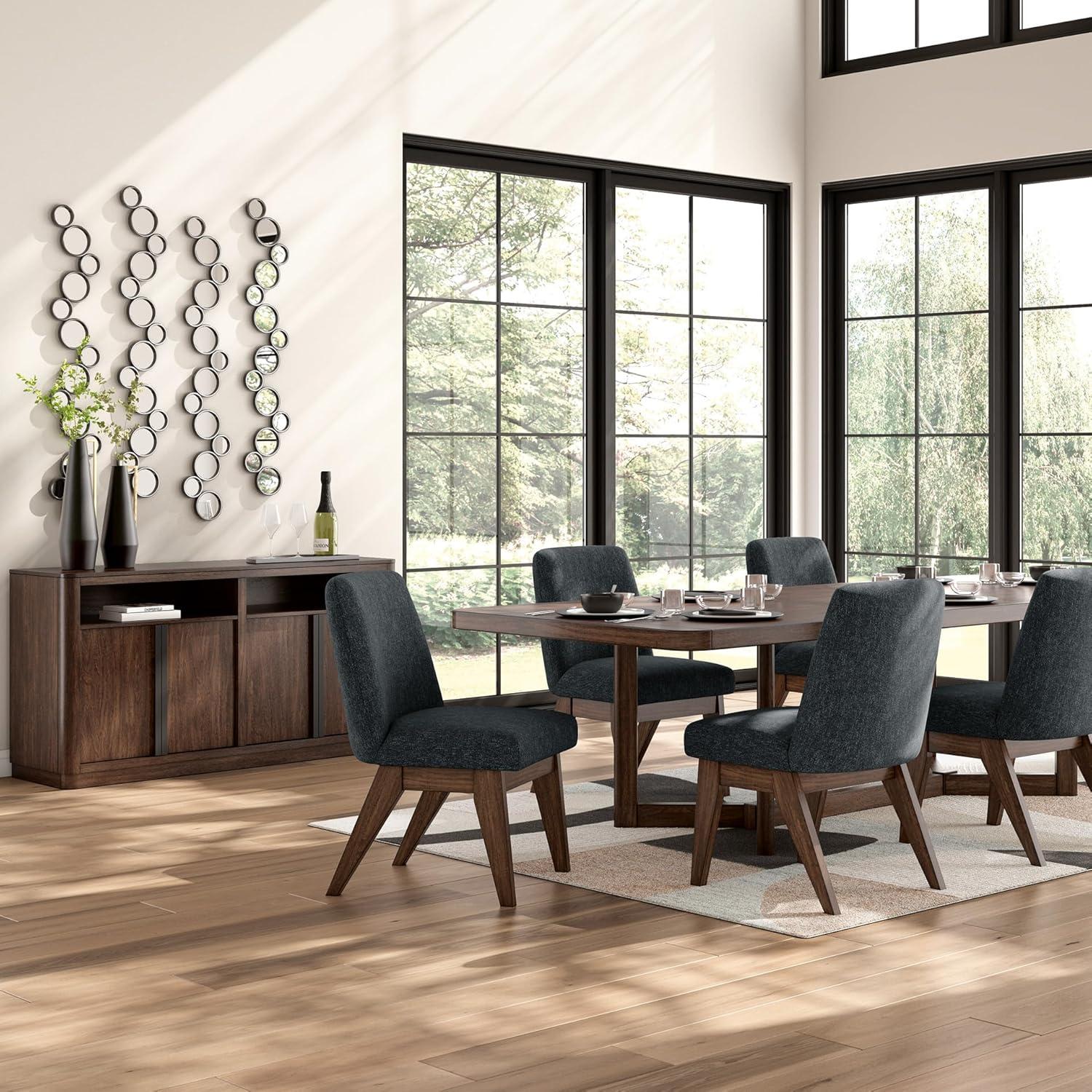 imageSignature Design by Ashley Kendamor MidCentury Modern Upholstered Dining Chair with Solid Wood Frame and Bucket Design Set of 2 Dark BrownDark Brown