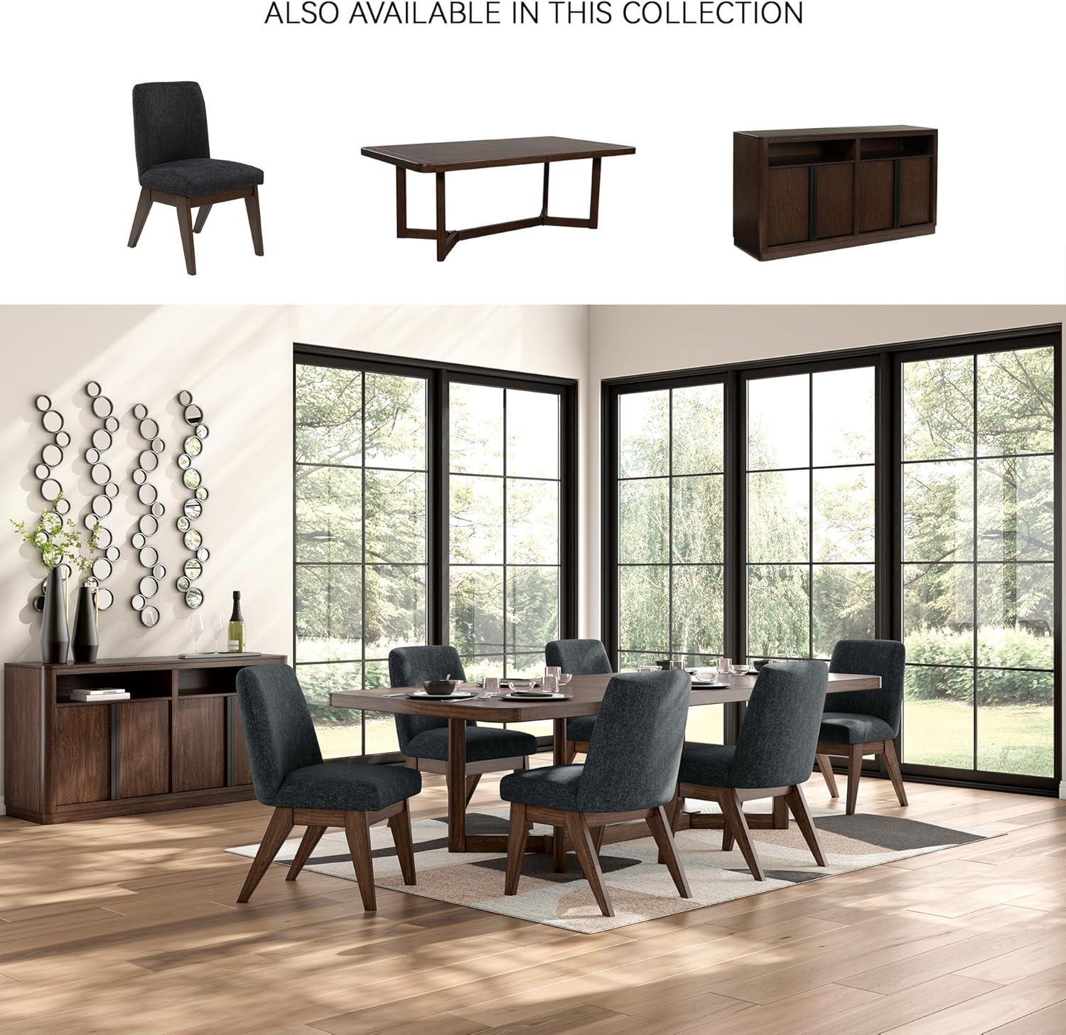 imageSignature Design by Ashley Kendamor MidCentury Modern Upholstered Dining Chair with Solid Wood Frame and Bucket Design Set of 2 Dark BrownDark Brown