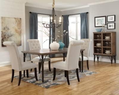 imageSignature Design by Ashley Kendamor MidCentury Modern Upholstered Dining Chair with Solid Wood Frame and Bucket Design Set of 2 Dark BrownLinen